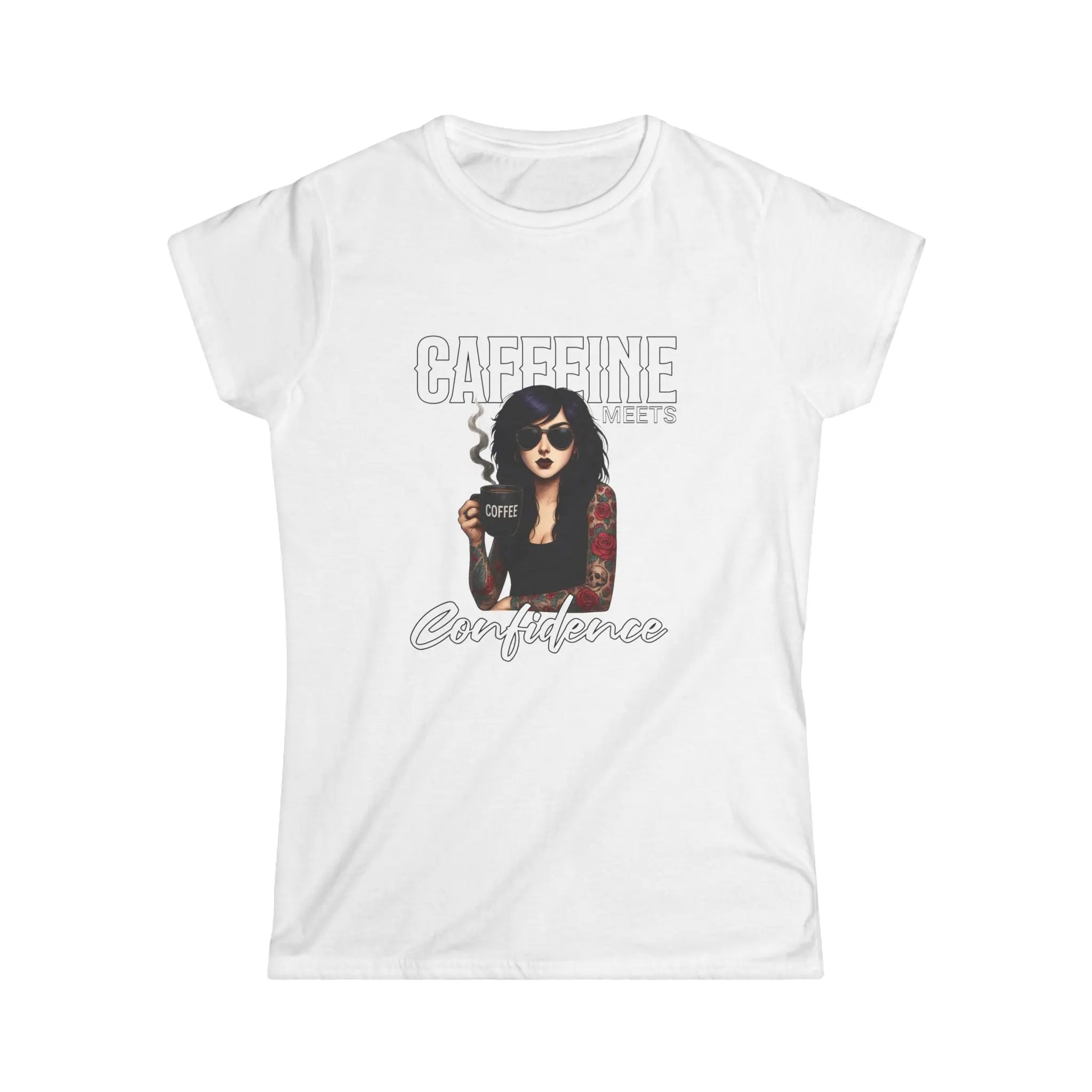 Caffeine and Confidence - T-Shirt Tattoo Woman Caffeine Confidence Design Printify