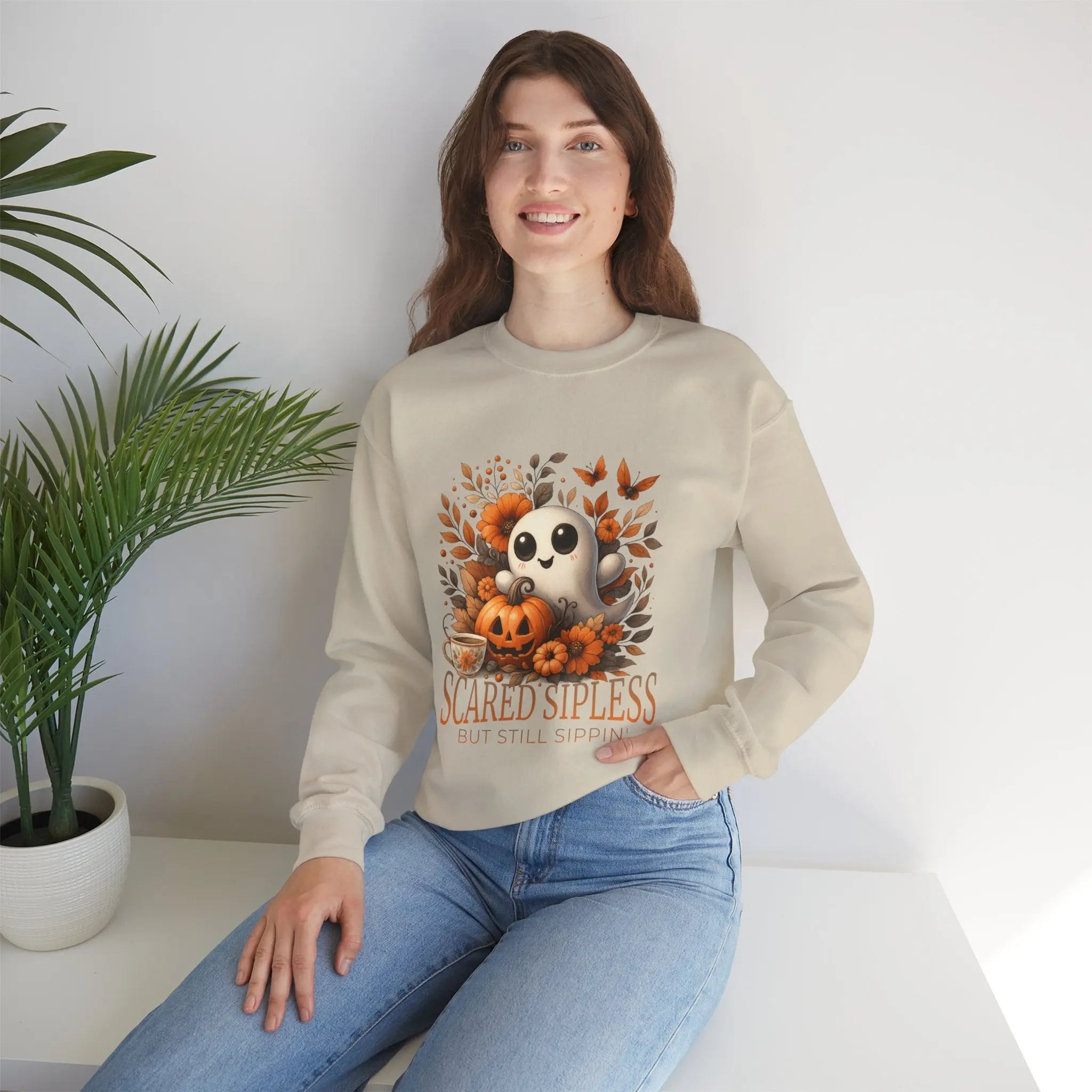 Scared Sipless Sweatshirt Printify