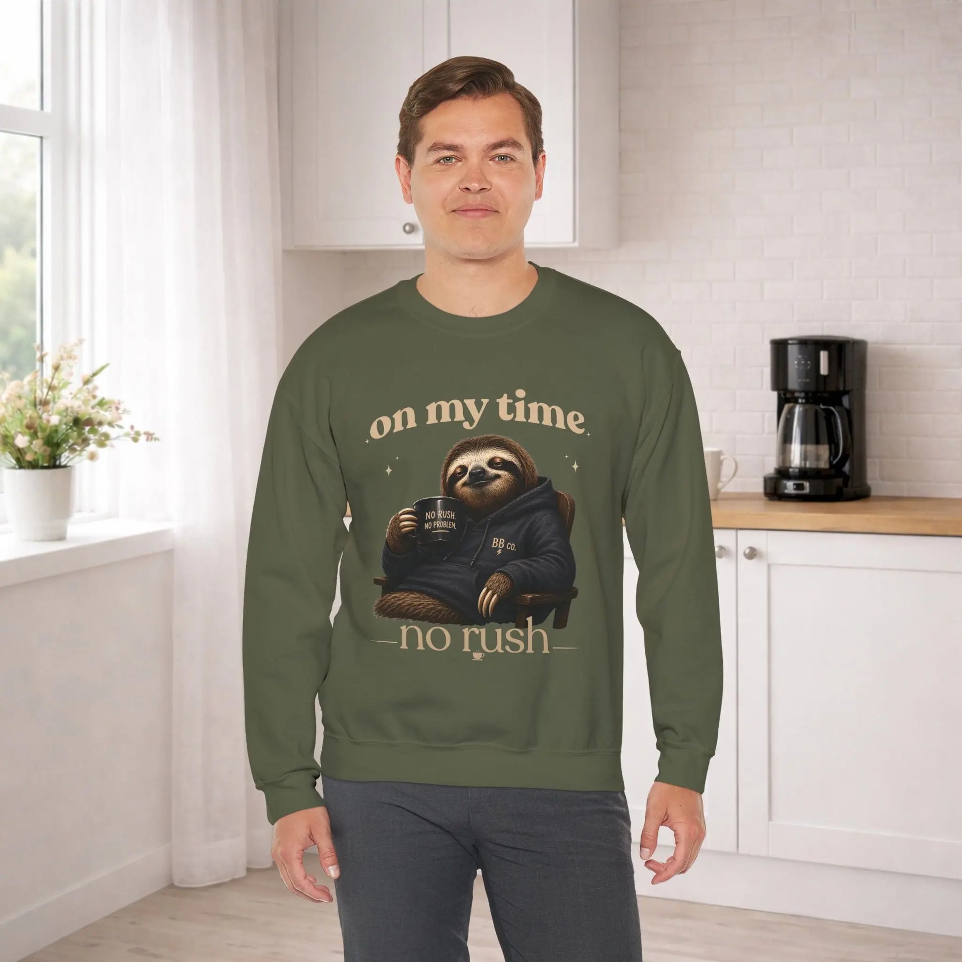 On My Time Sloth Sweatshirt Printify