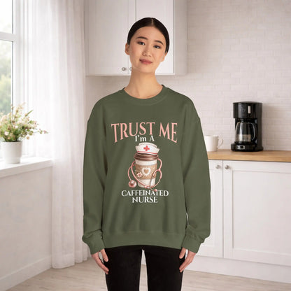Caffeinated Nurse Sweatshirt Printify