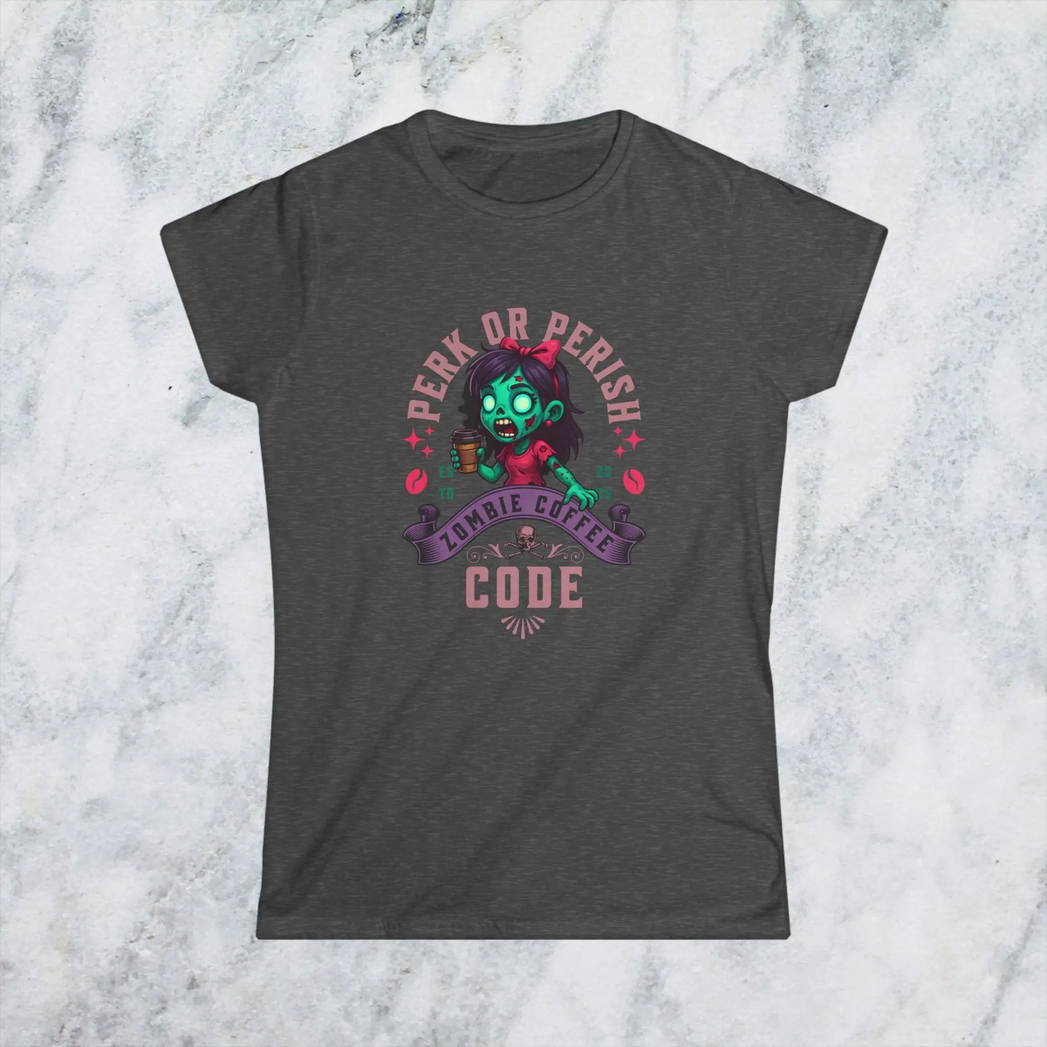 Perk or Perish T-Shirt – Zombie Coffee Code Printify