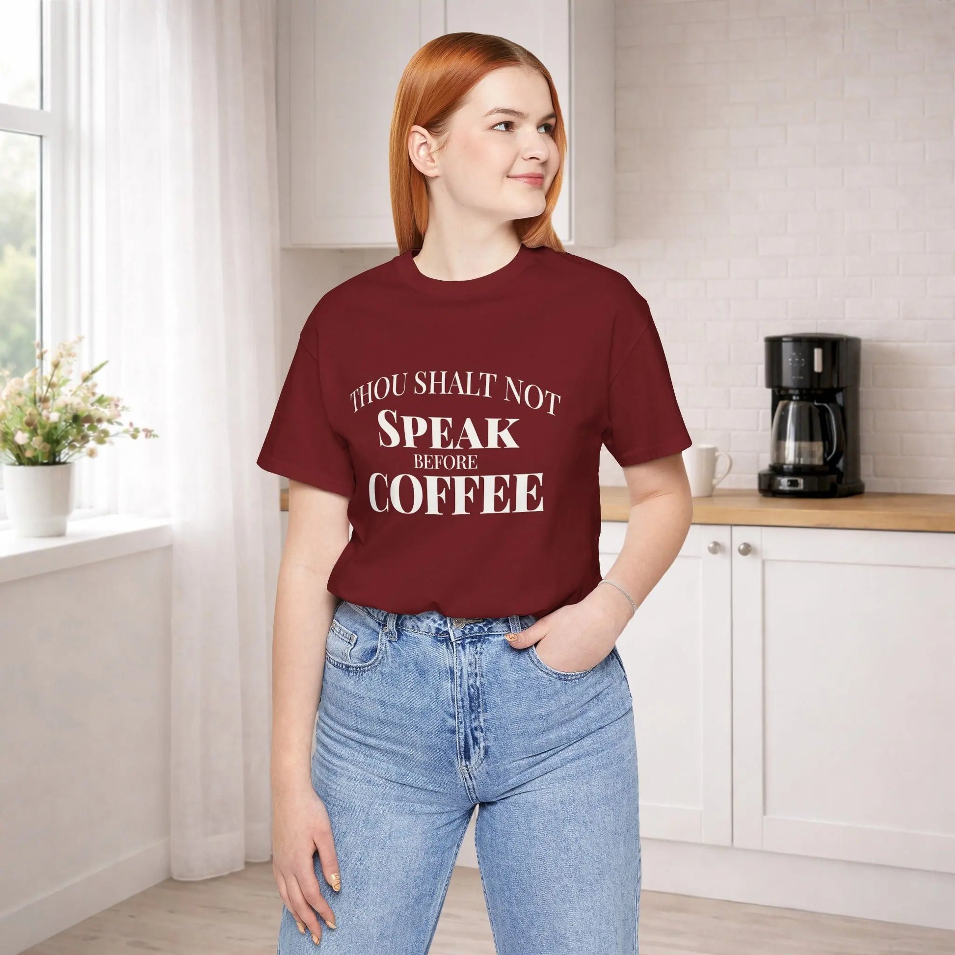 Thou Shalt Not Speak Coffee T-Shirt Printify