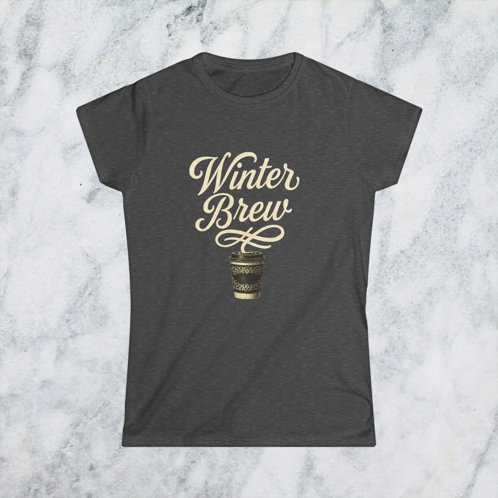 Winter Brew Tee — Women’s Coffee Shirt with Vintage Holiday Coffee Cup - Boldly Bitter Company