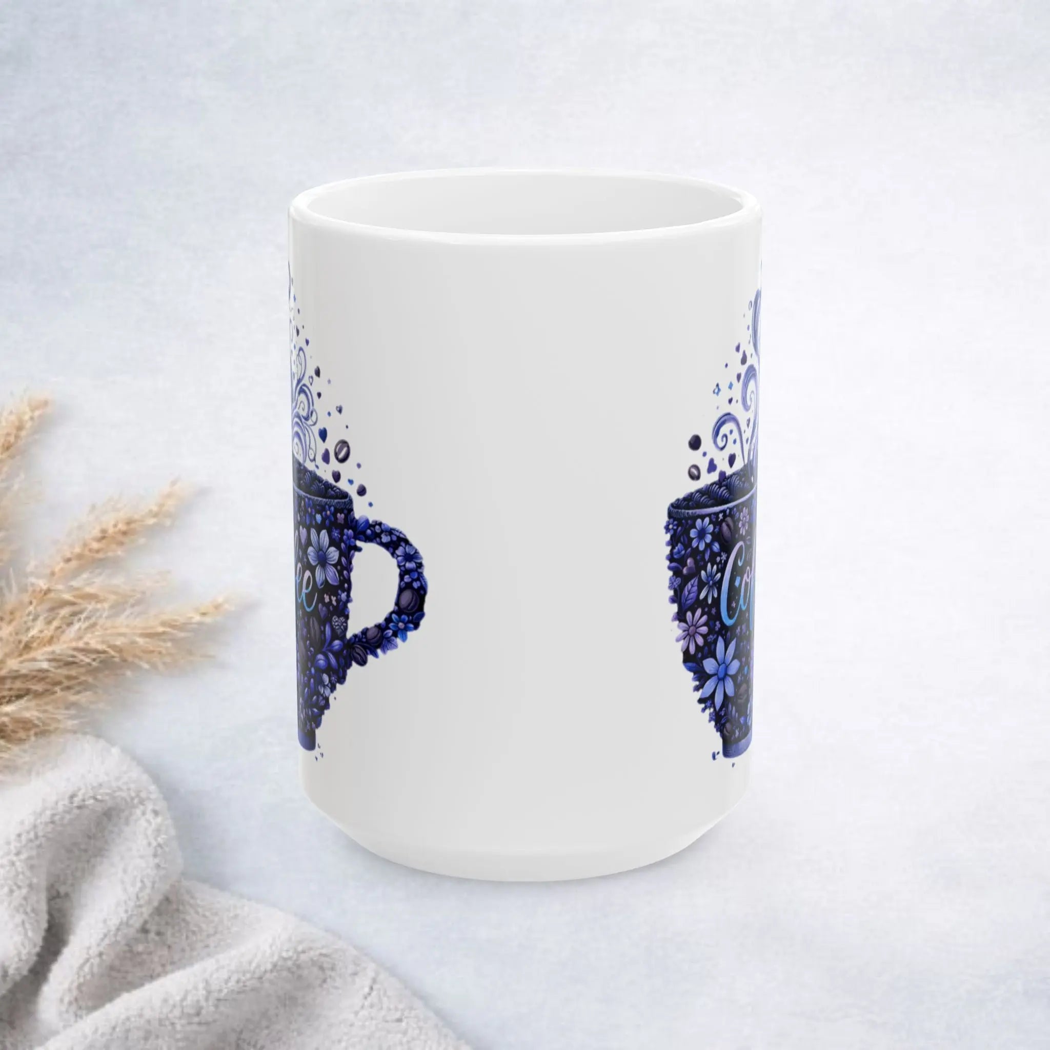 Floral Blue Cup 15oz Mug - Boldly Bitter Company