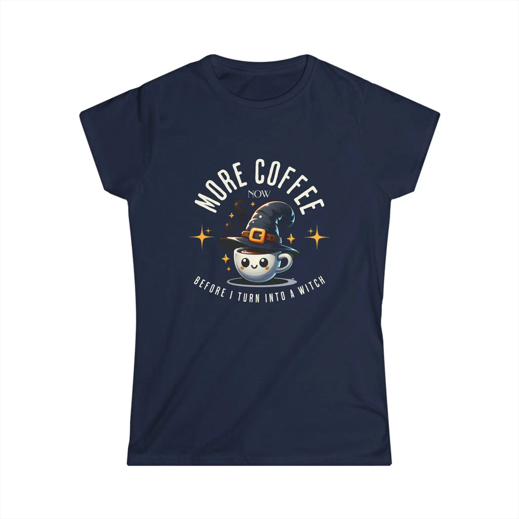 More Coffee Now T-Shirt | Cute Witch Coffee Tee, Halloween Gift, Funny Shirt, Coffee Lover Apparel, Spooky Season Outfit Printify