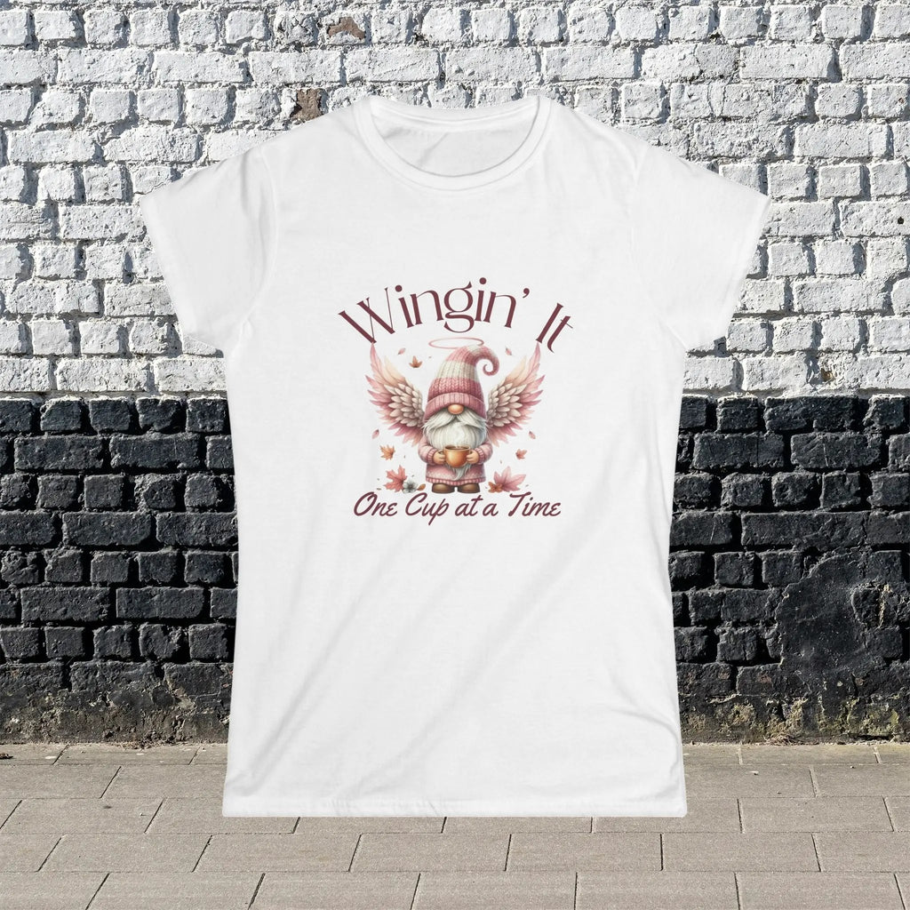 Wingin It Women's Tee - Cute Gnome Design, Comfortable Apparel, Gift for Coffee Lovers, Casual Everyday Wear, Seasonal T-Shirt - Boldly Bitter Company