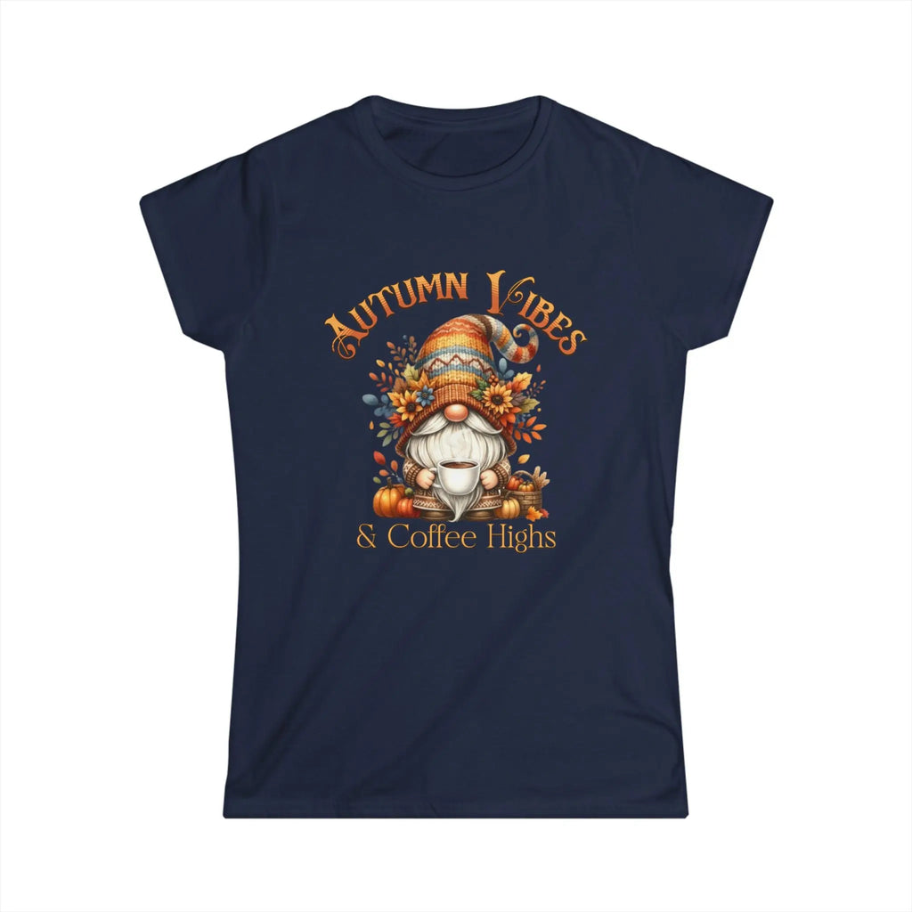 Autumn Vibes T-shirt, Cozy Fall Shirt, Gnome Lover Gift, Seasonal Graphic Tee, Coffee Lovers Apparel, Thanksgiving Outfit Printify