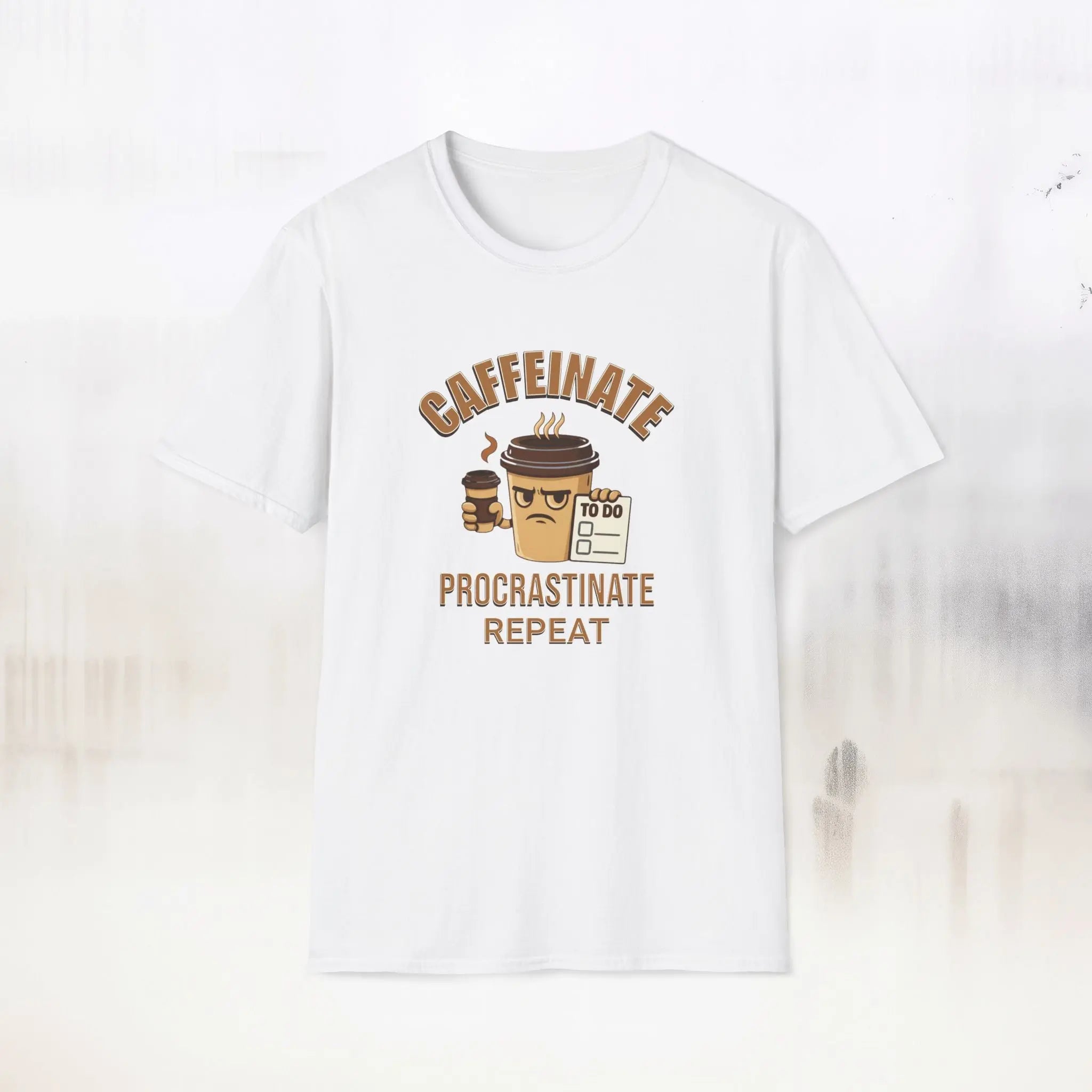 Caffeinate Procrastinate Repeat T-Shirt — Funny Coffee Lover Tee - Boldly Bitter Company
