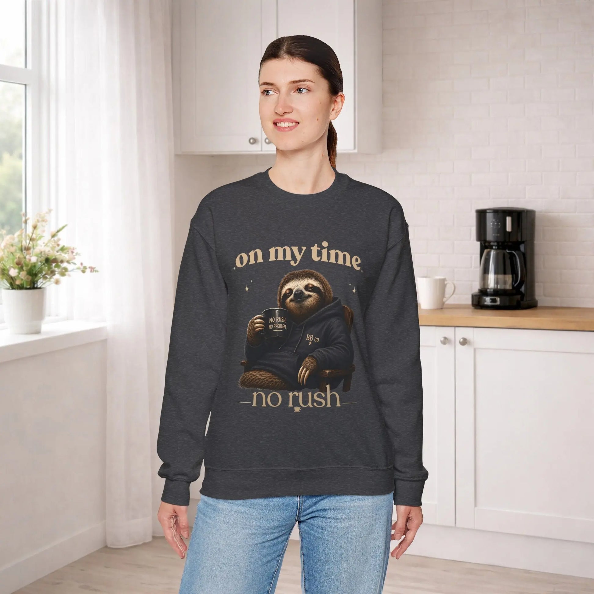 On My Time Sloth Sweatshirt Printify