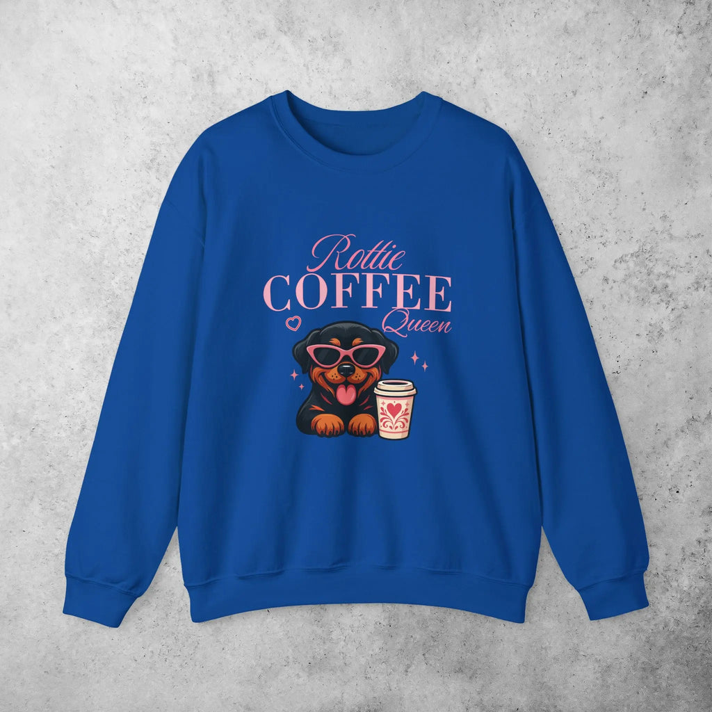 Rottie Coffee Sweatshirt — Cute Rottweiler with Coffee Graphic Printify