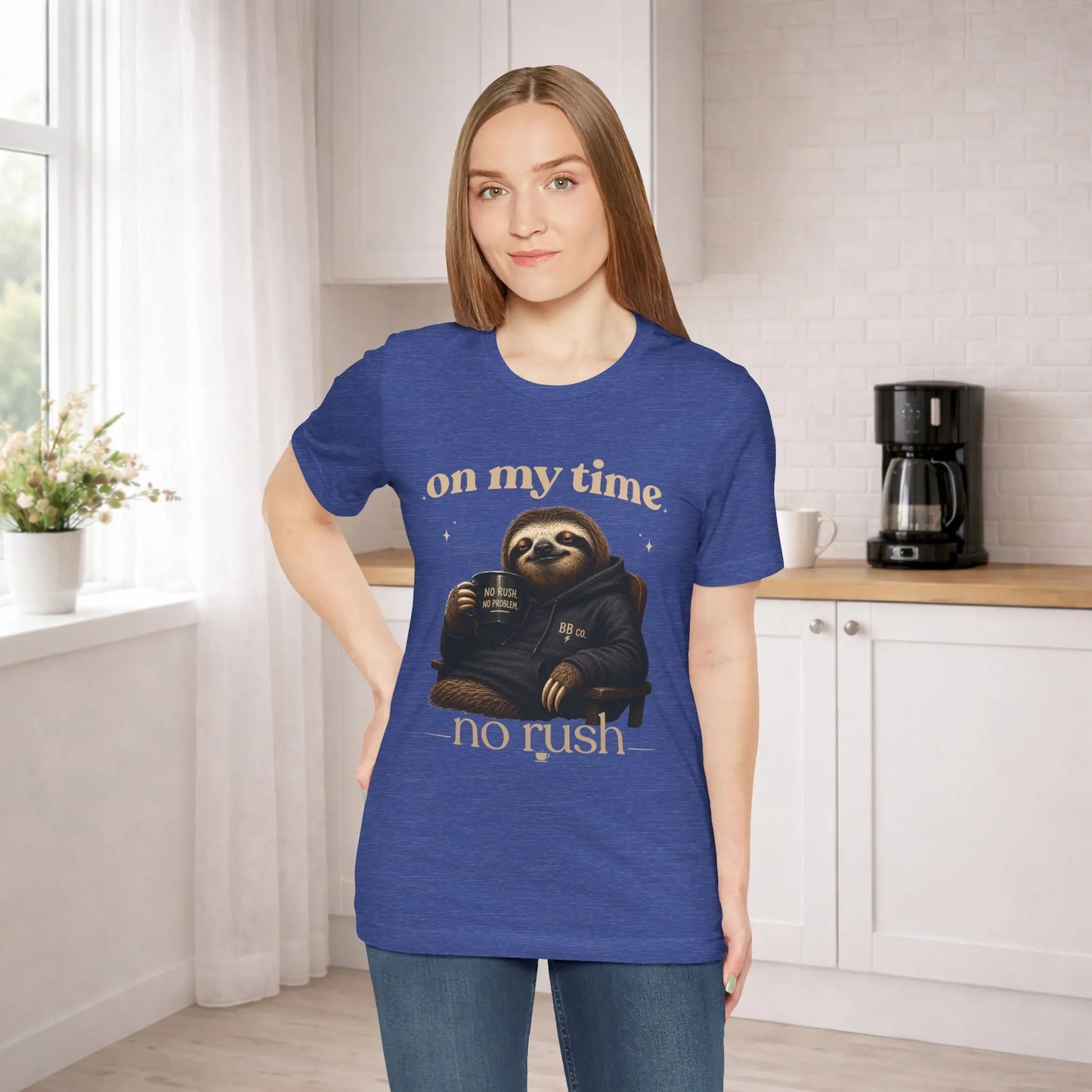 On My Time Sloth T‑Shirt Printify