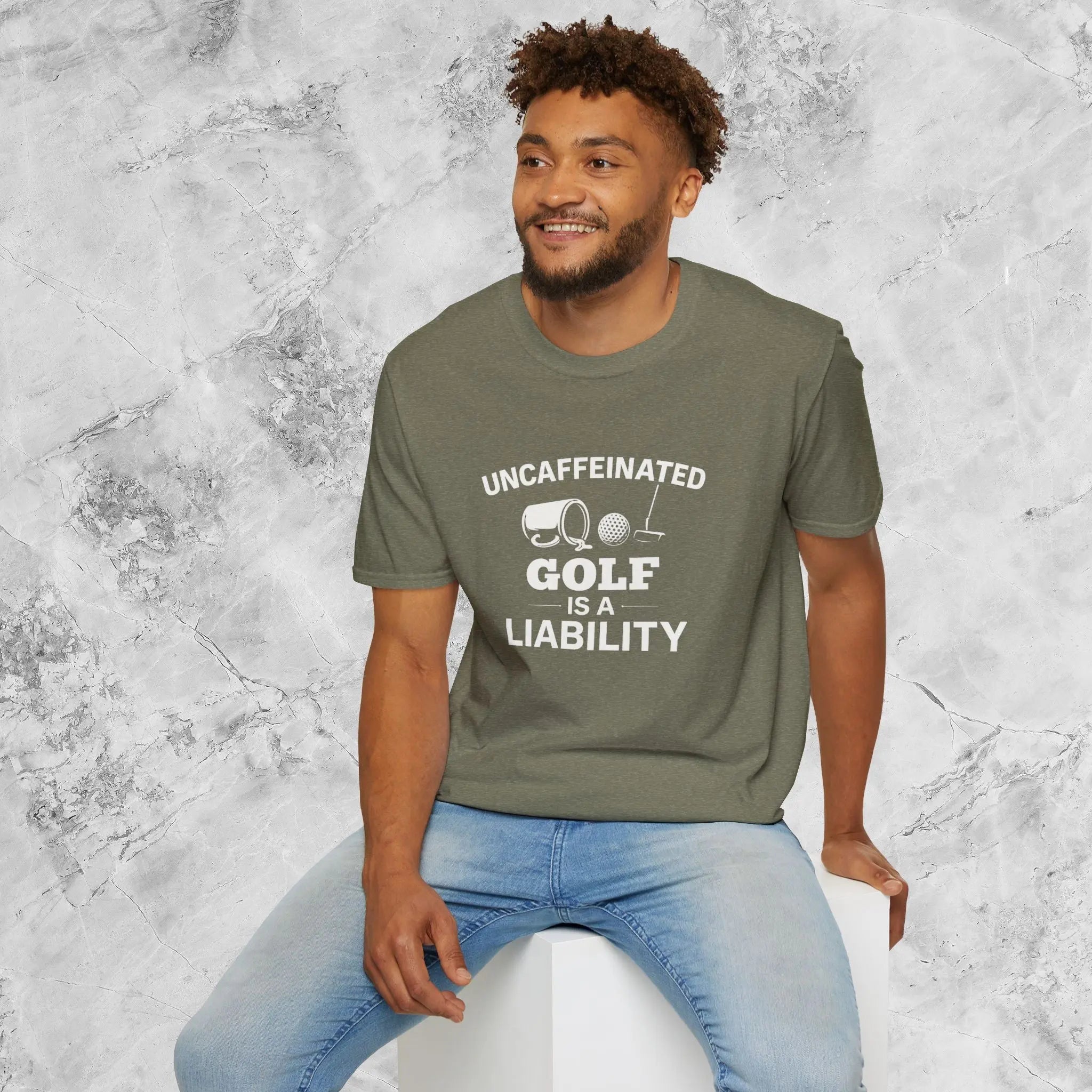 Uncaffeinated Golf T-Shirt Printify