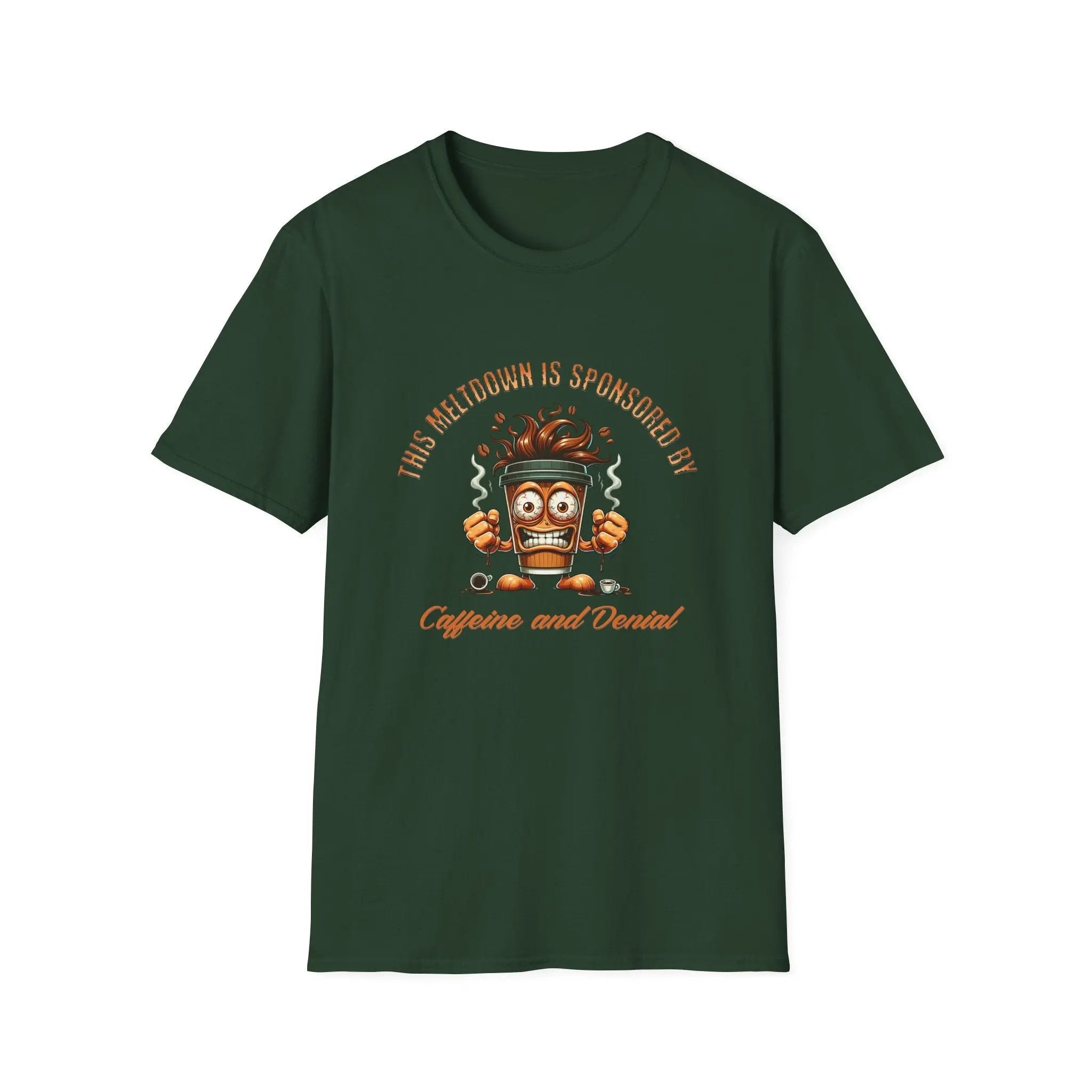 Caffeine and Denial T-Shirt - Boldly Bitter Company