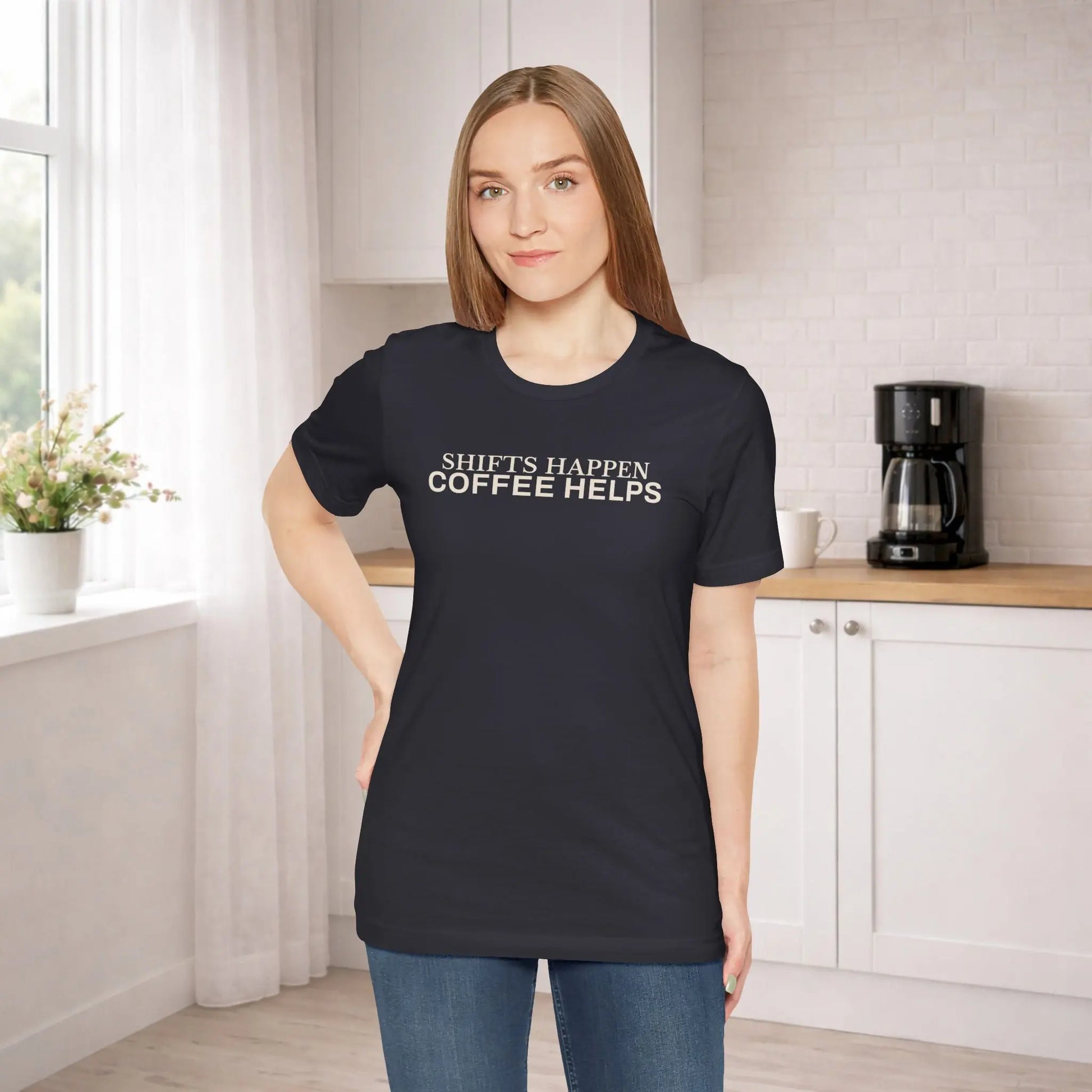 Shifts Happen Coffee Helps Tee - Boldly Bitter Company