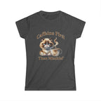 Caffeine First - Then Mischief Tee, Cat Coffee Tee, Cat Mischief T-shirt Printify