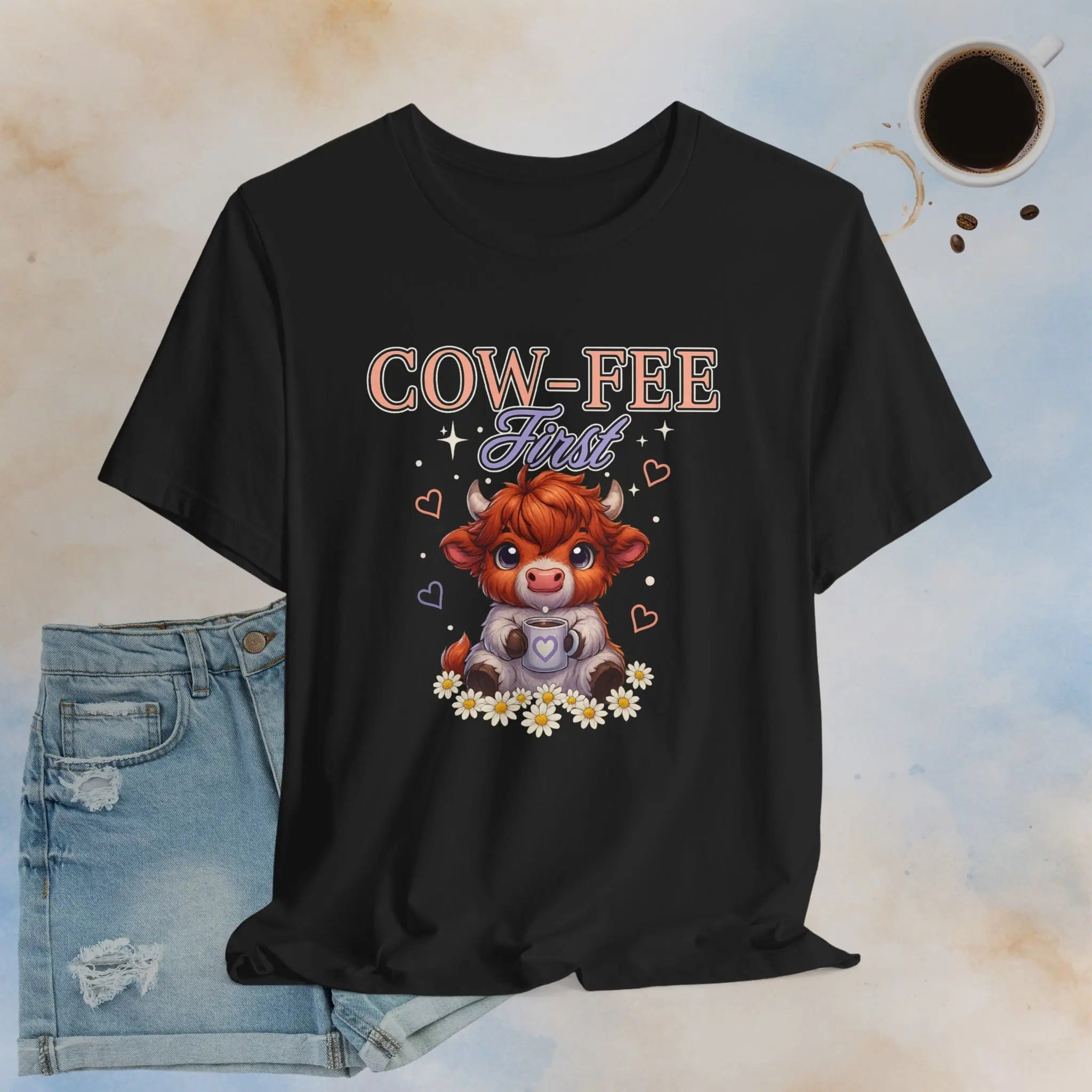 Cow-Fee First Tee Printify