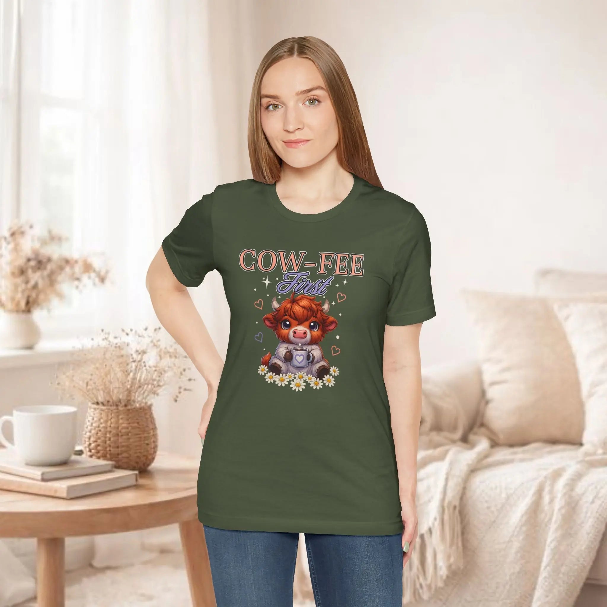 Cow-Fee First Tee Printify