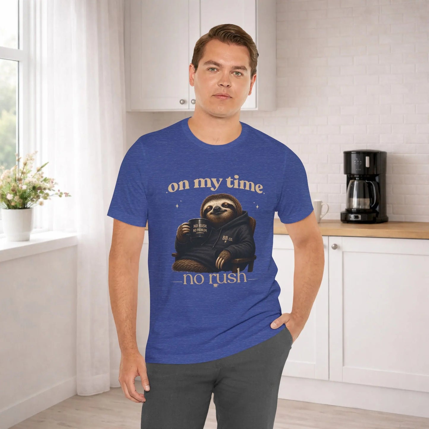 On My Time Sloth T‑Shirt Printify