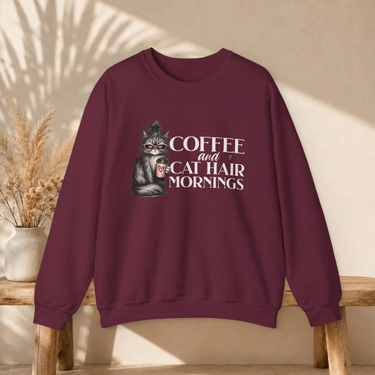 Coffee & Cat Hair Mornings Sweatshirt Printify