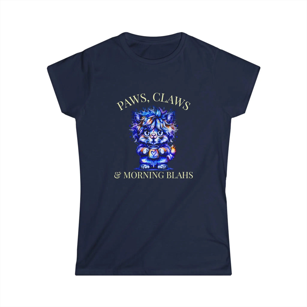 Morning Blahs Tshirt - Cute Colorful Cat and Coffee Tee Printify