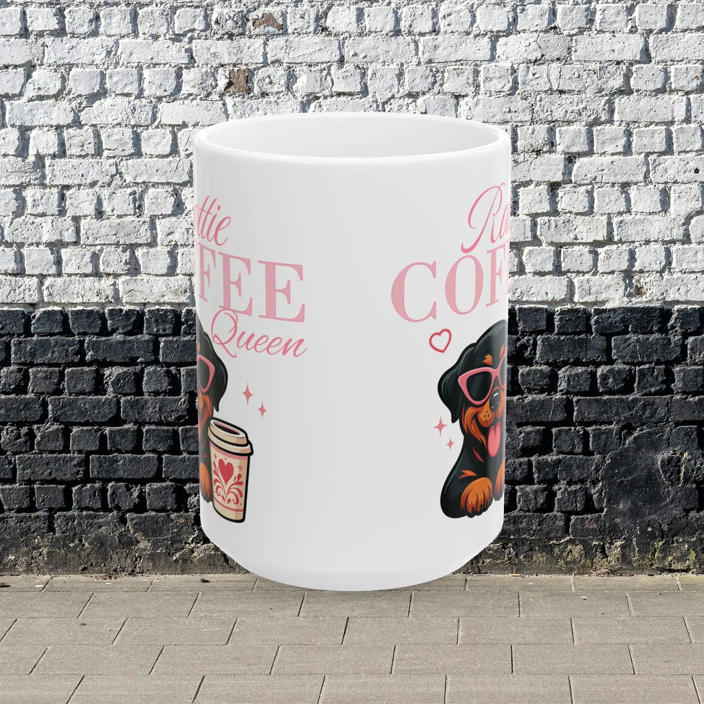 Rottie Coffee Queen Mug — Cute Rotweiler Dog Coffee Lover Ceramic Mug (15oz) Printify