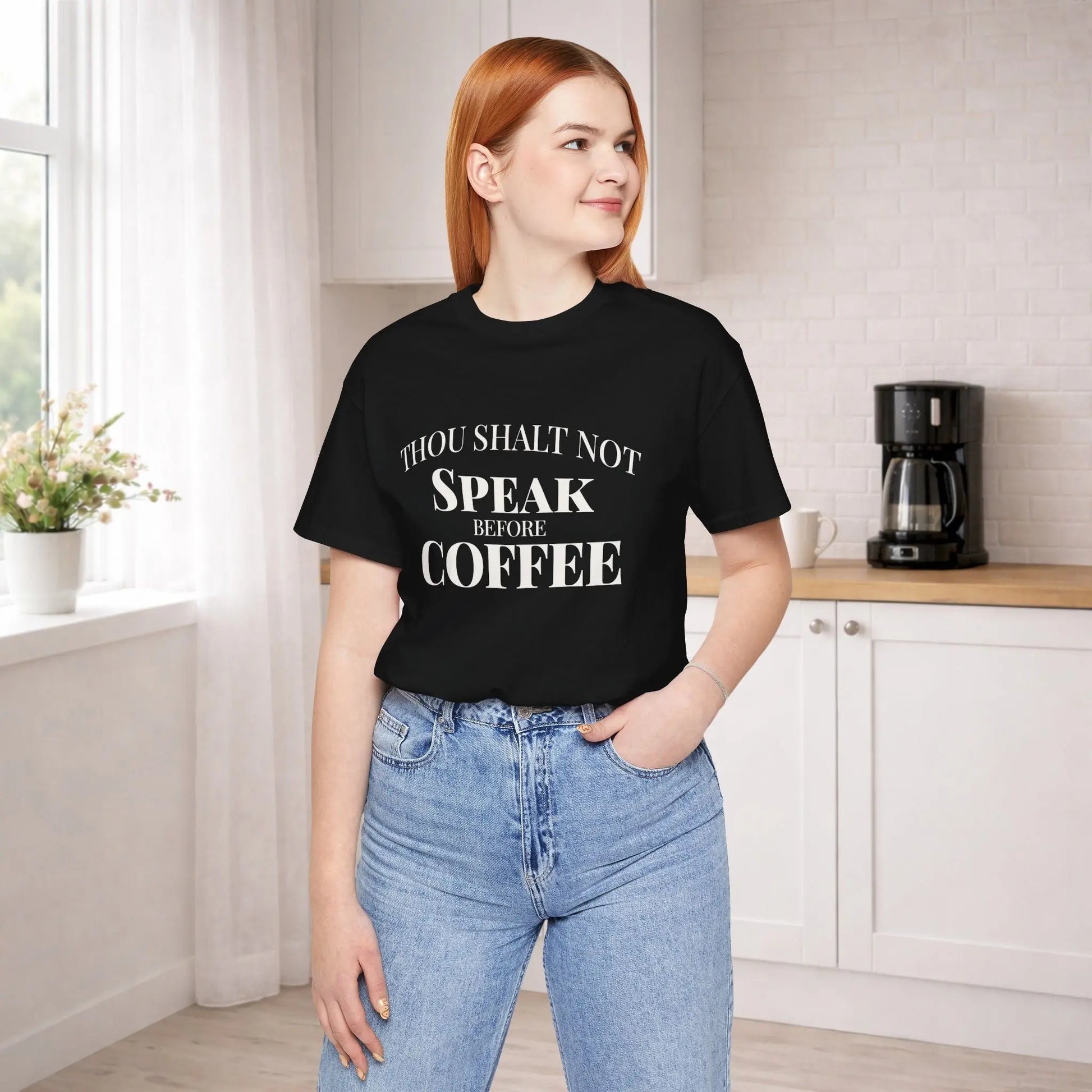 Thou Shalt Not Speak Coffee T-Shirt Printify