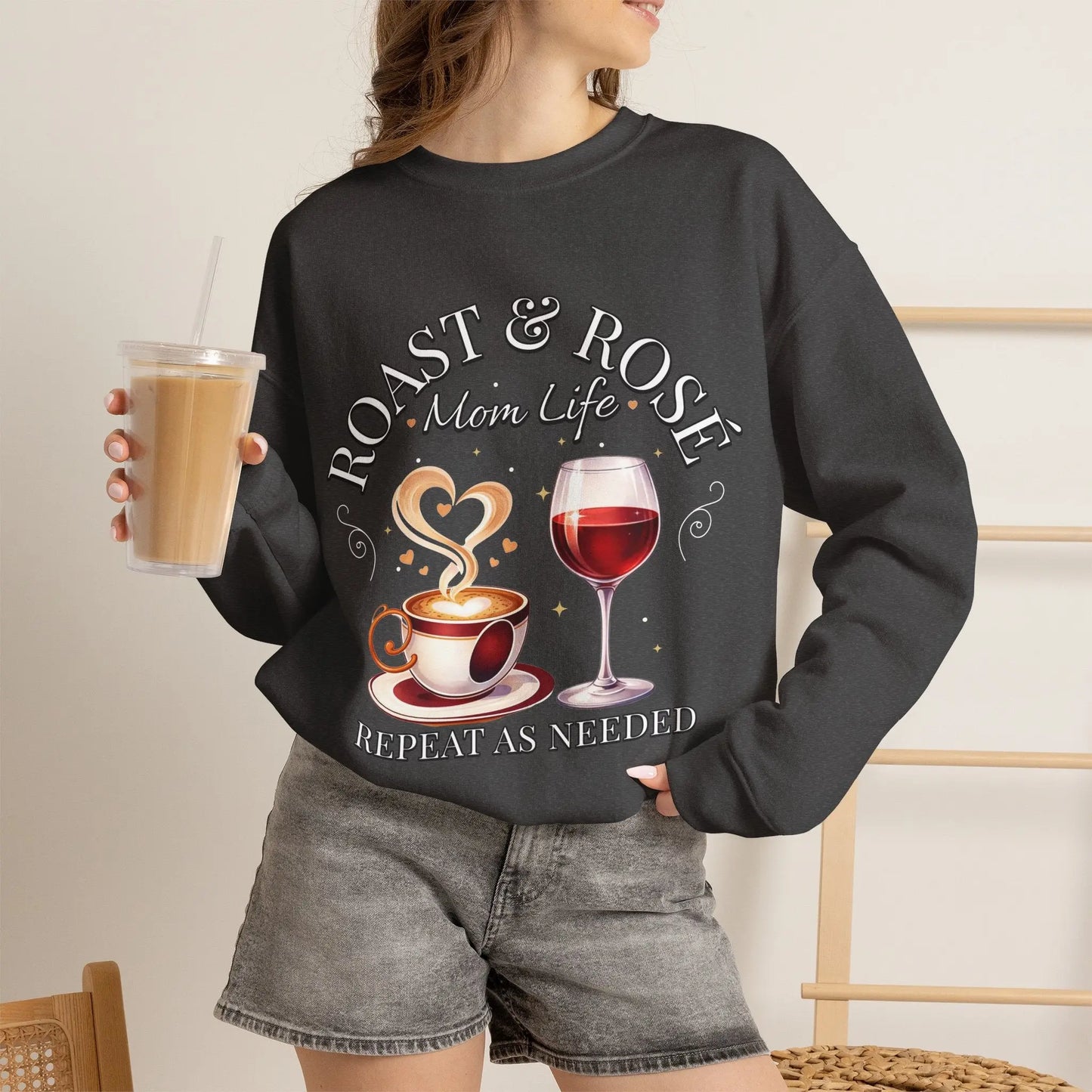 Coffee Wine Mom Life Sweatshirt Printify