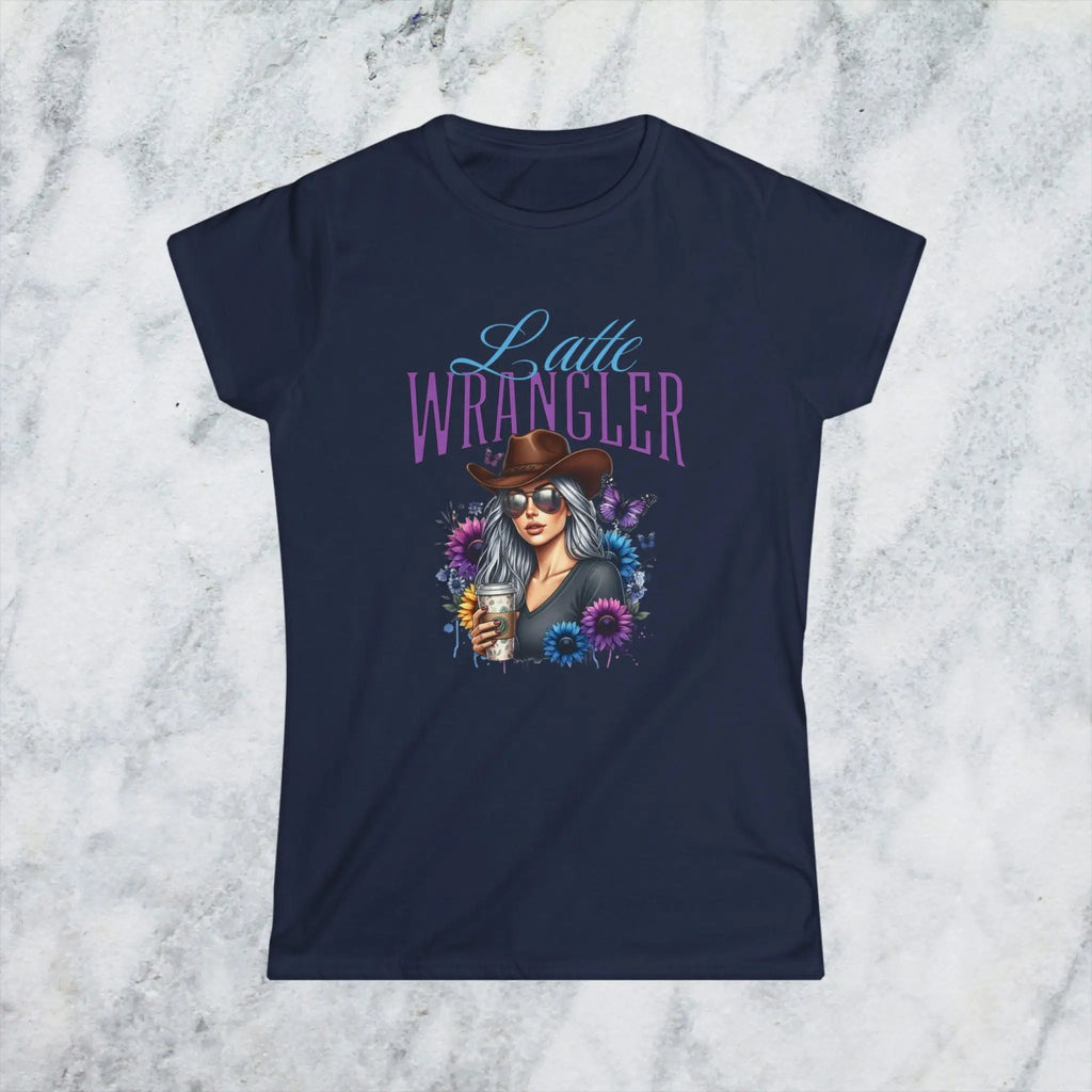 Latte Wrangler Women's Tee — Sunflower Cowboy Coffee Graphic Printify