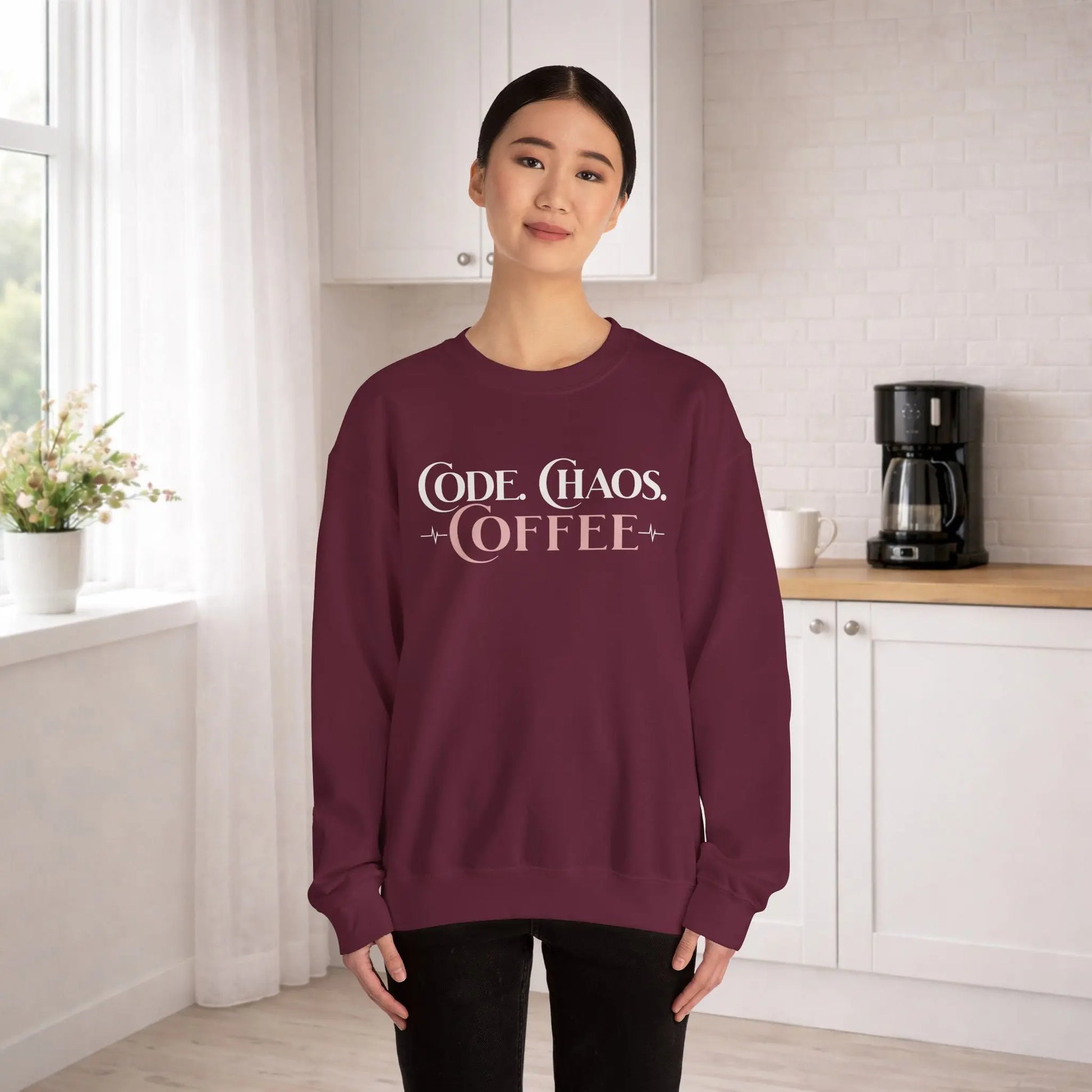 Code, Chaos, Coffee Sweatshirt Printify
