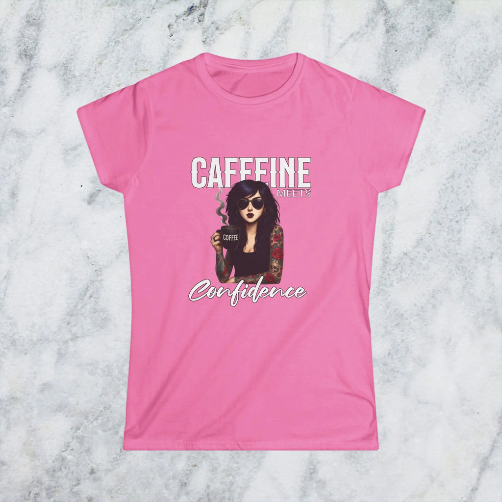 Caffeine Meets Confidence T-Shirt Tattoo Woman Caffeine Confidence Design Printify