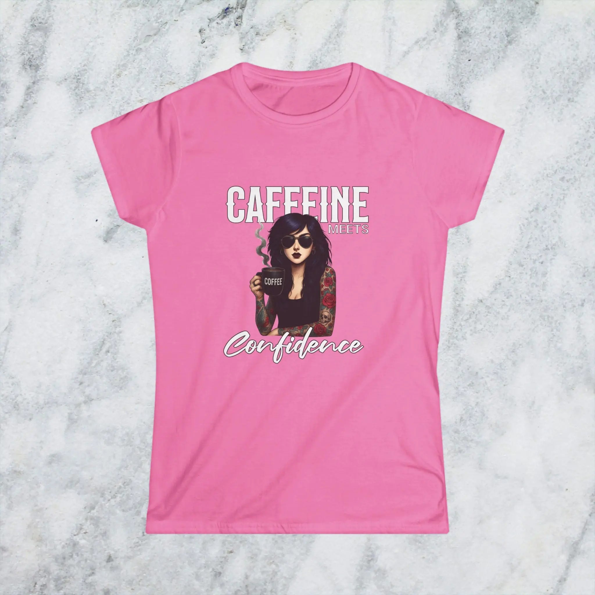 Caffeine Meets Confidence T-Shirt Tattoo Woman Caffeine Confidence Design Printify