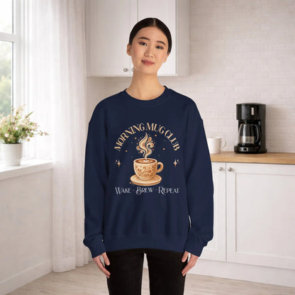 Morning Mug Club Sweatshirt - Wake, Brew, Repeat Printify