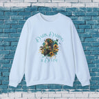 Divine Sweatshirt - Woman Sunflower Coffee Design, Cozy Casual Wear, Thoughtful Gift, Autumn Style, Floral Design - Boldly Bitter Company