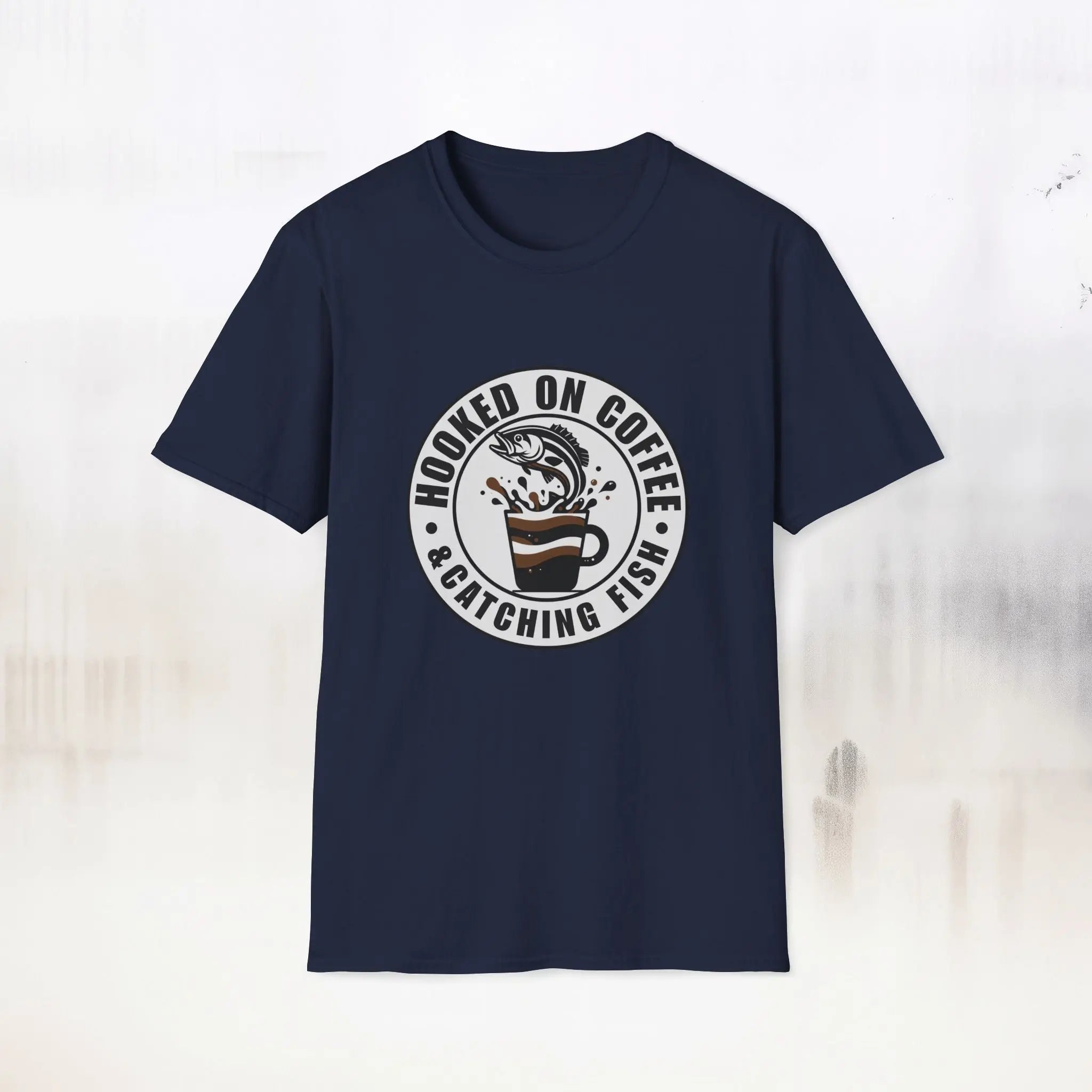 Catching Fish T‑Shirt – Fishing & Coffee Lover Tee Printify