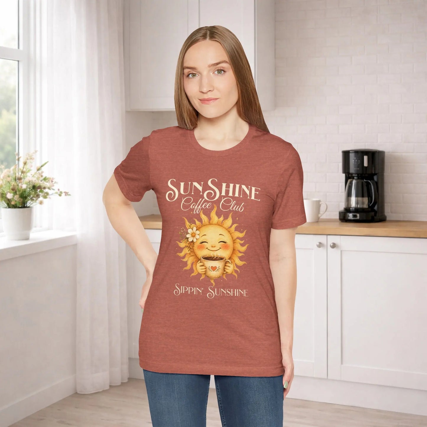 Sunshine Coffee Club Tee — "Sippin' Sunshine" Graphic T-Shirt Printify
