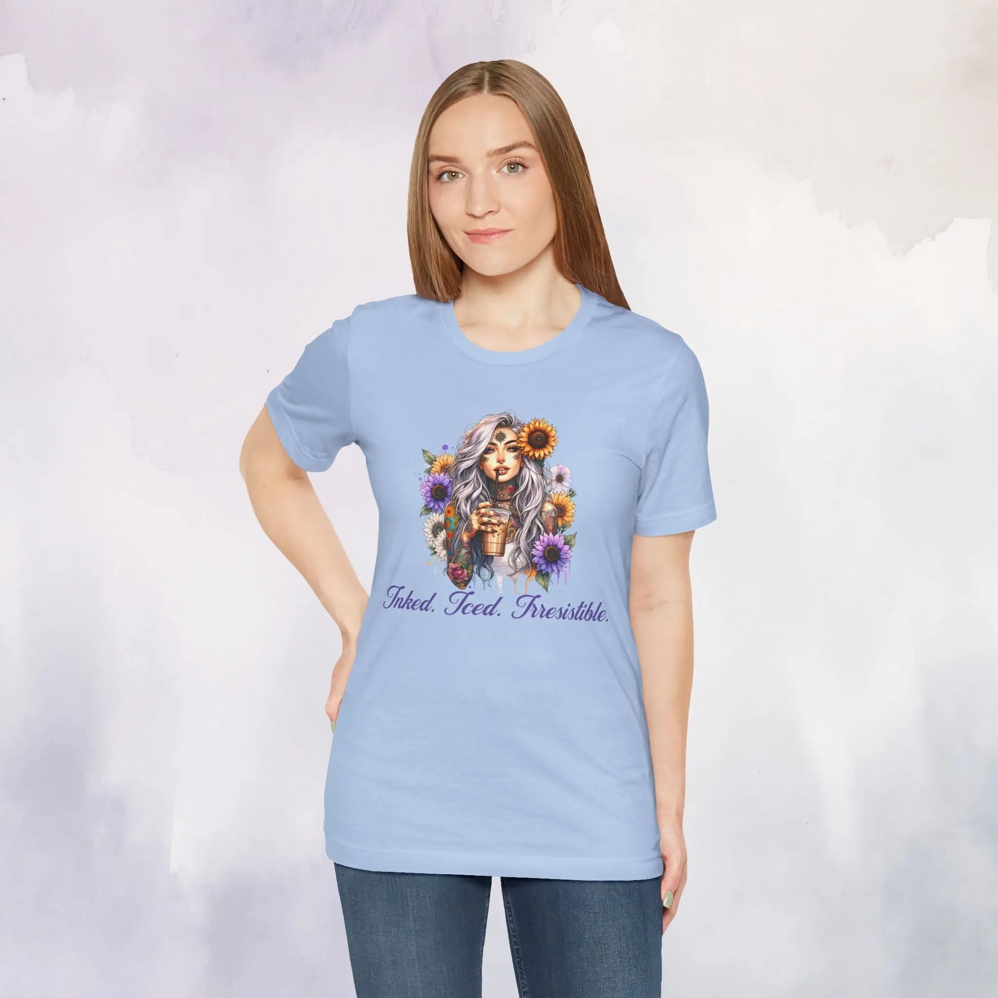 iced inked floral t-shirt Printify