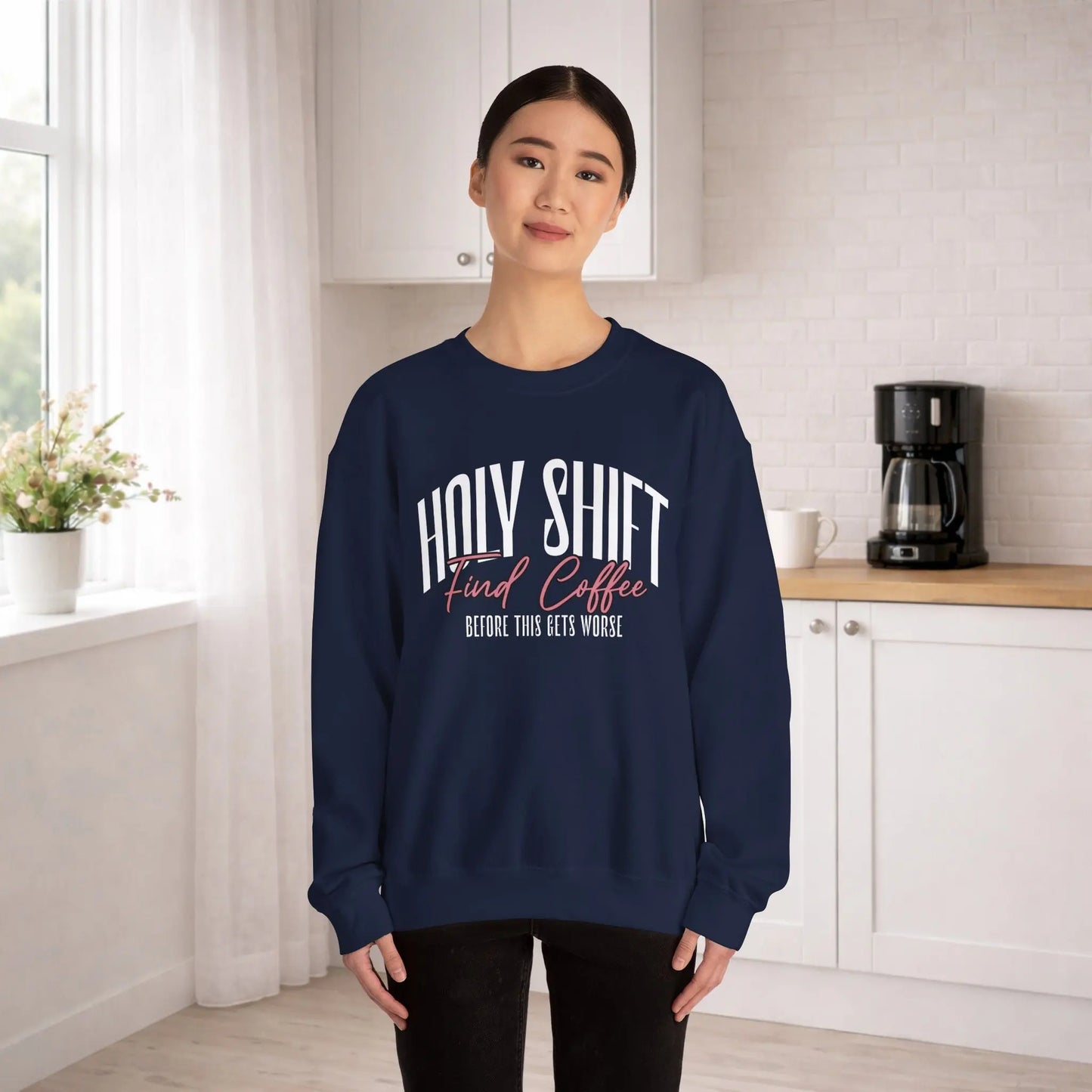 Holy Shift Coffee Sweatshirt Printify