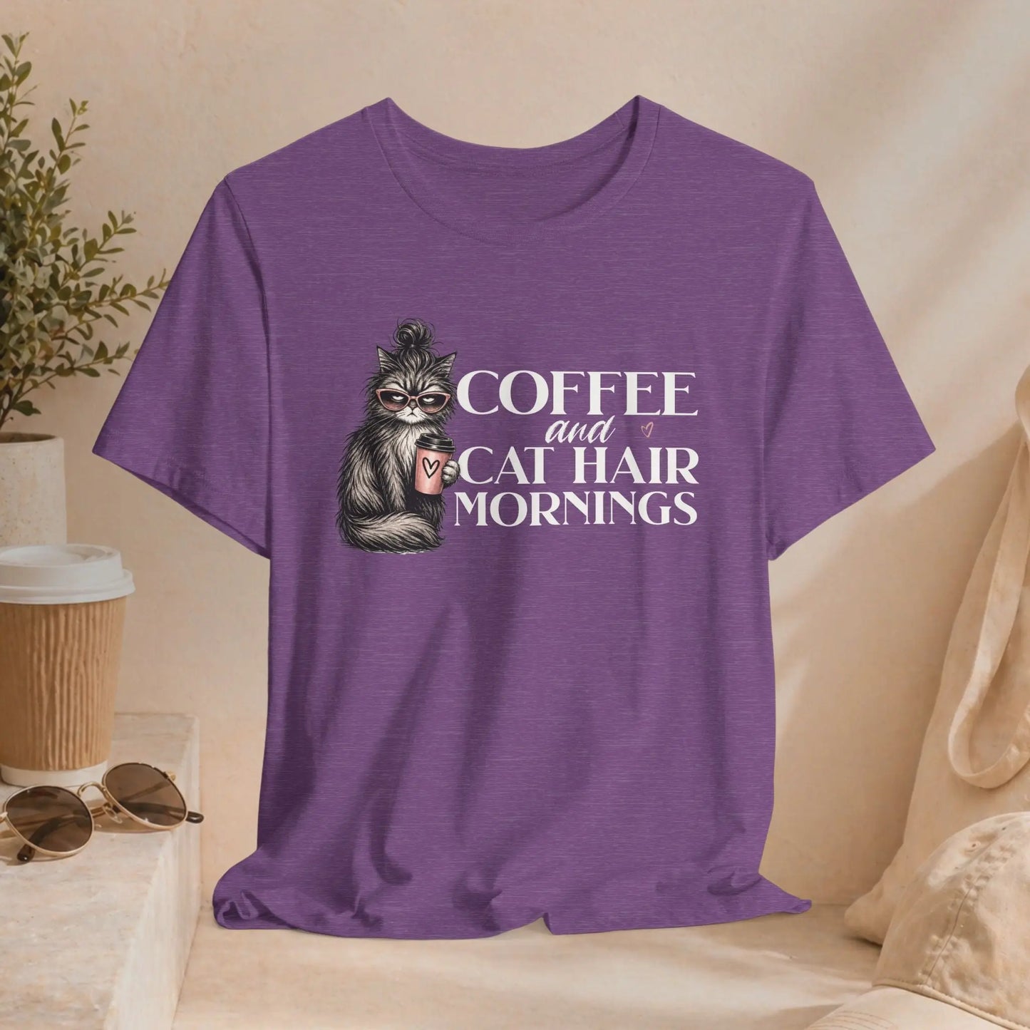 Coffee & Cat Hair Mornings T-Shirt Printify