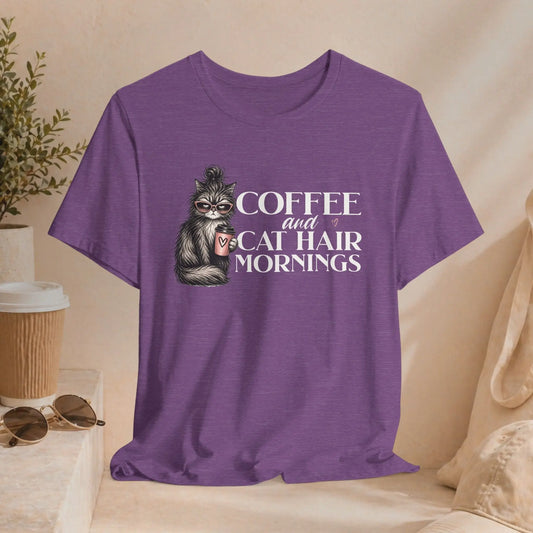 Coffee & Cat Hair Mornings T-Shirt Printify