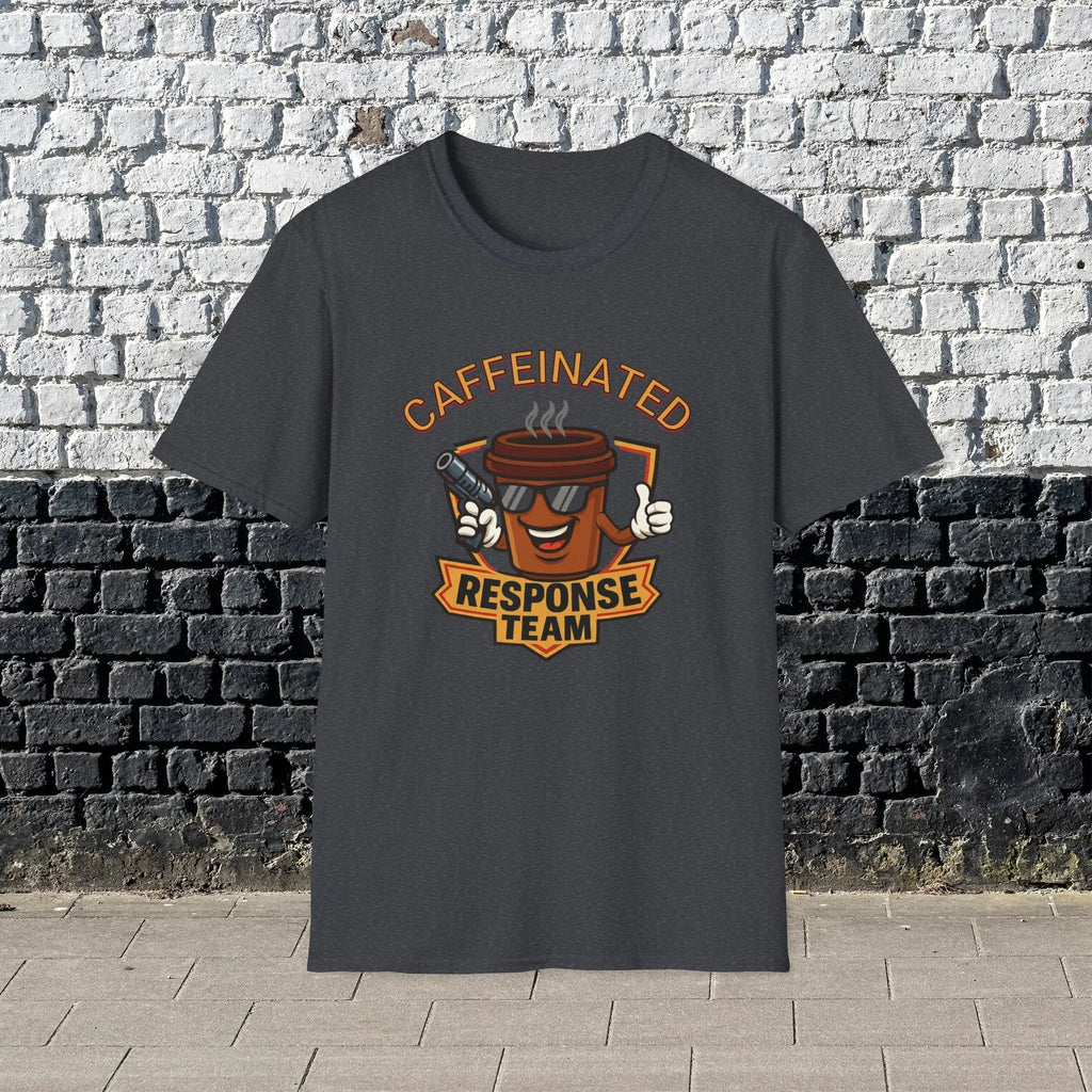 Caffeinated Response Team T-Shirt - funny coffee cup with tazer tee Printify