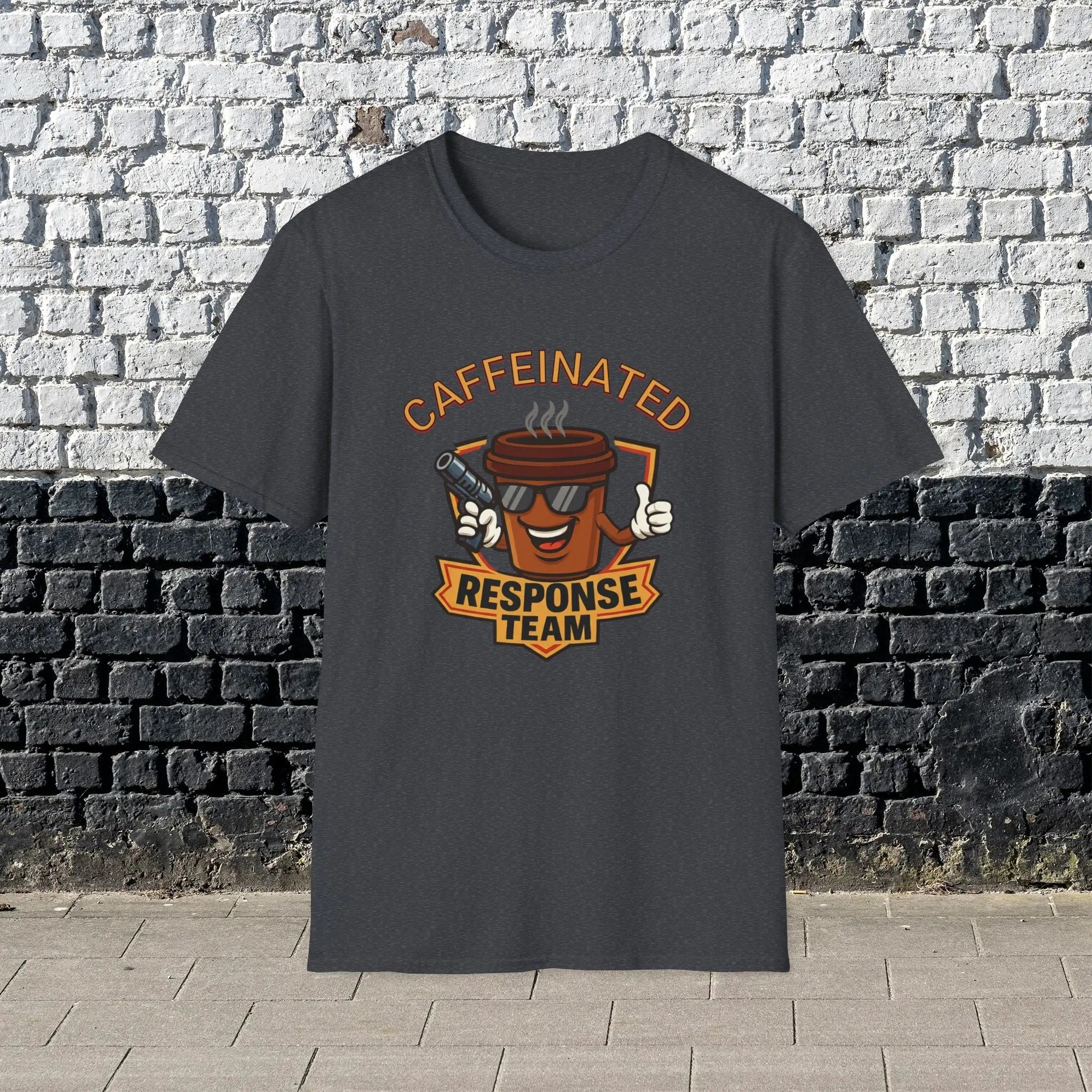 Caffeinated Response Team T-Shirt - funny coffee cup with tazer tee Printify