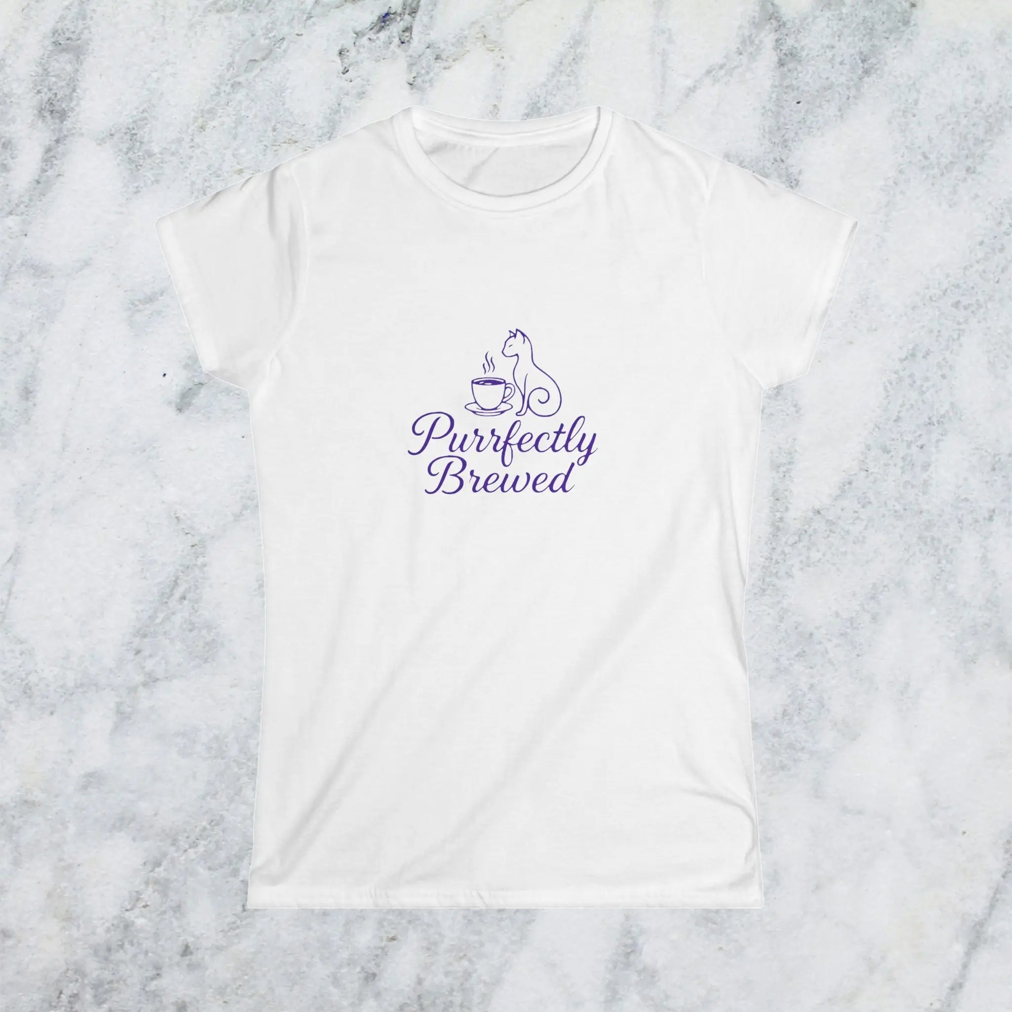 Purrfectly Brewed Tee — Women's Cat Coffee Lovers Shirt Printify
