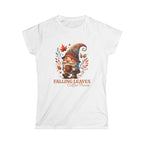 Falling Leaves Gnome T-Shirt | Cozy Autumn Tee, Seasonal Gift, Cute Fall Apparel, Halloween Top, Thanksgiving Outfit Printify