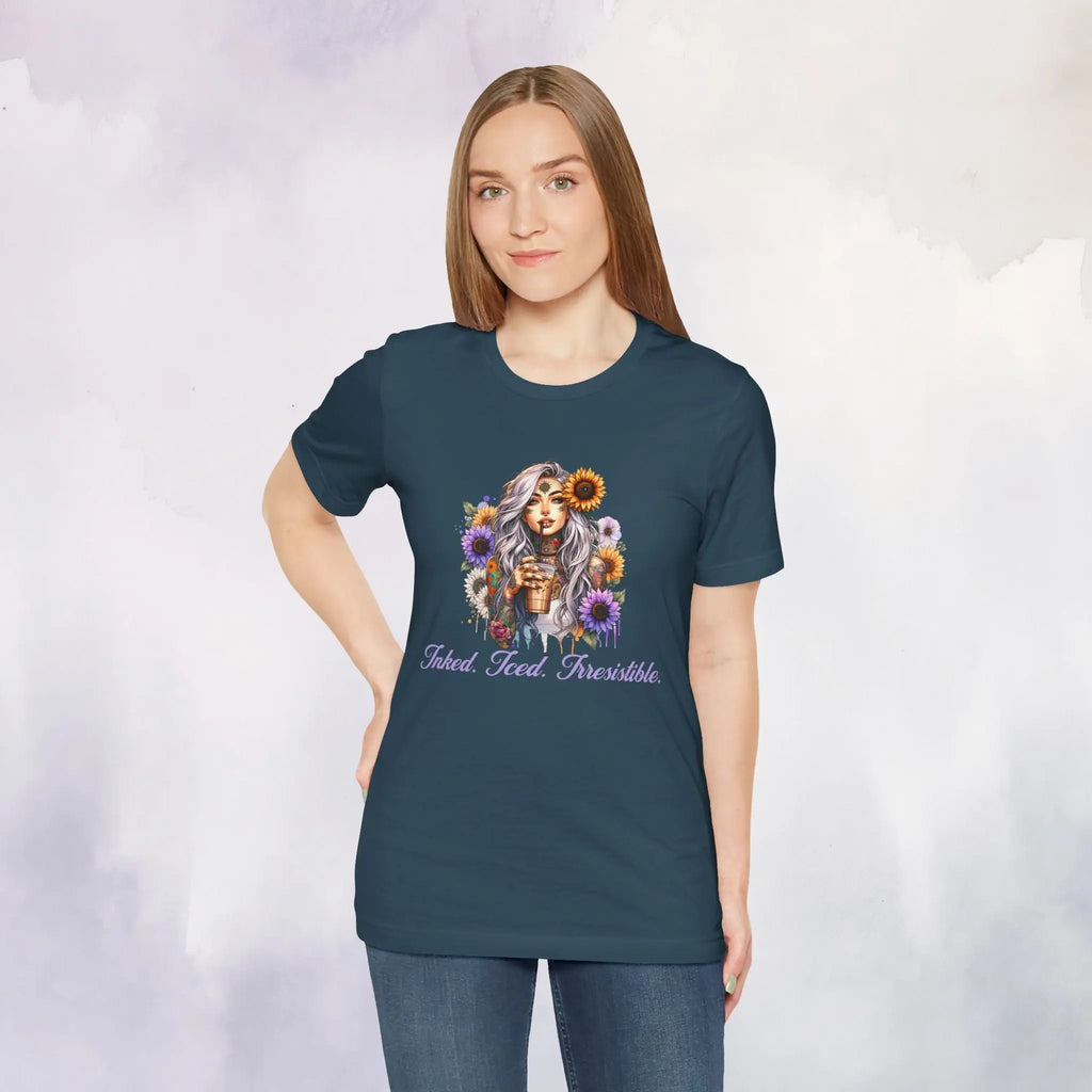 iced inked floral t-shirt Printify