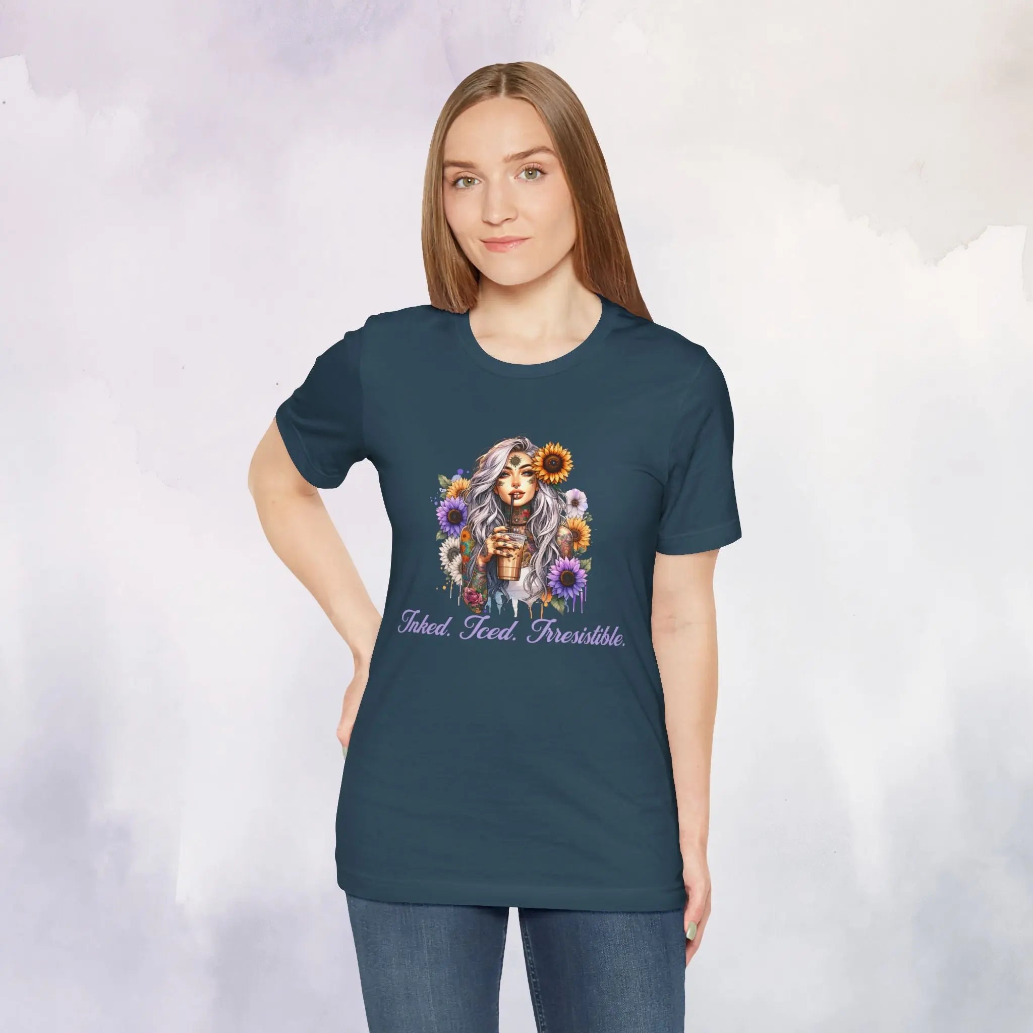 iced inked floral t-shirt Printify