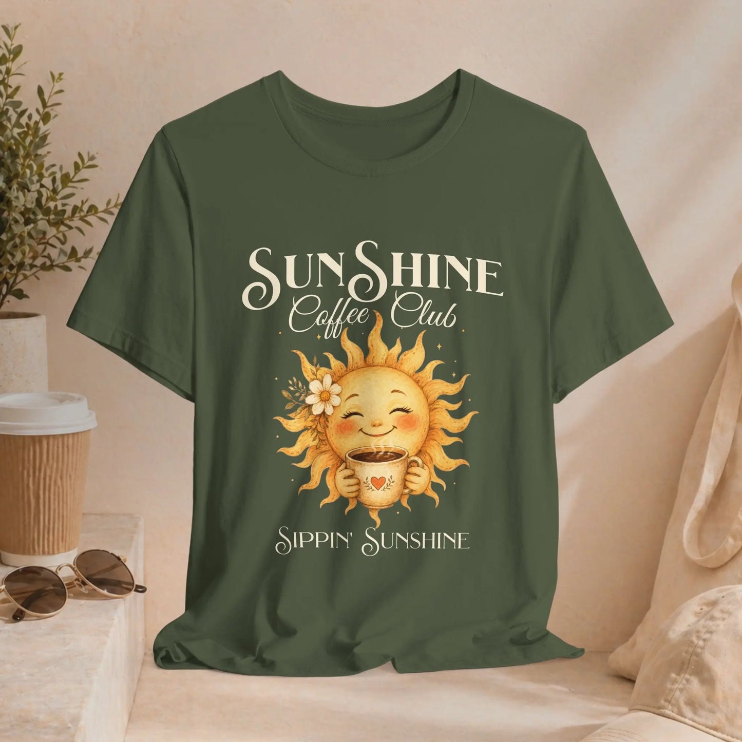 Sunshine Coffee Club Tee — "Sippin' Sunshine" Graphic T-Shirt Printify