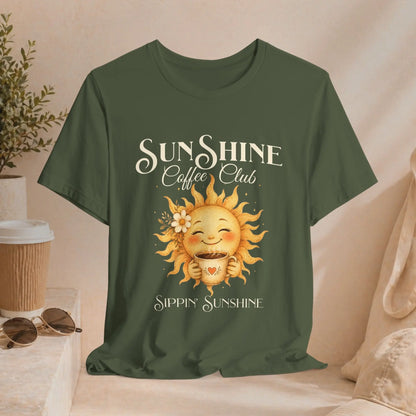 Sunshine Coffee Club Tee — "Sippin' Sunshine" Graphic T-Shirt Printify