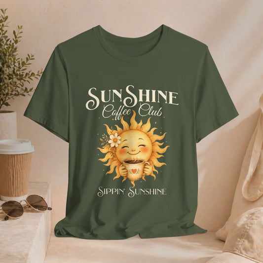 Sunshine Coffee Club Tee — "Sippin' Sunshine" Graphic T-Shirt Printify