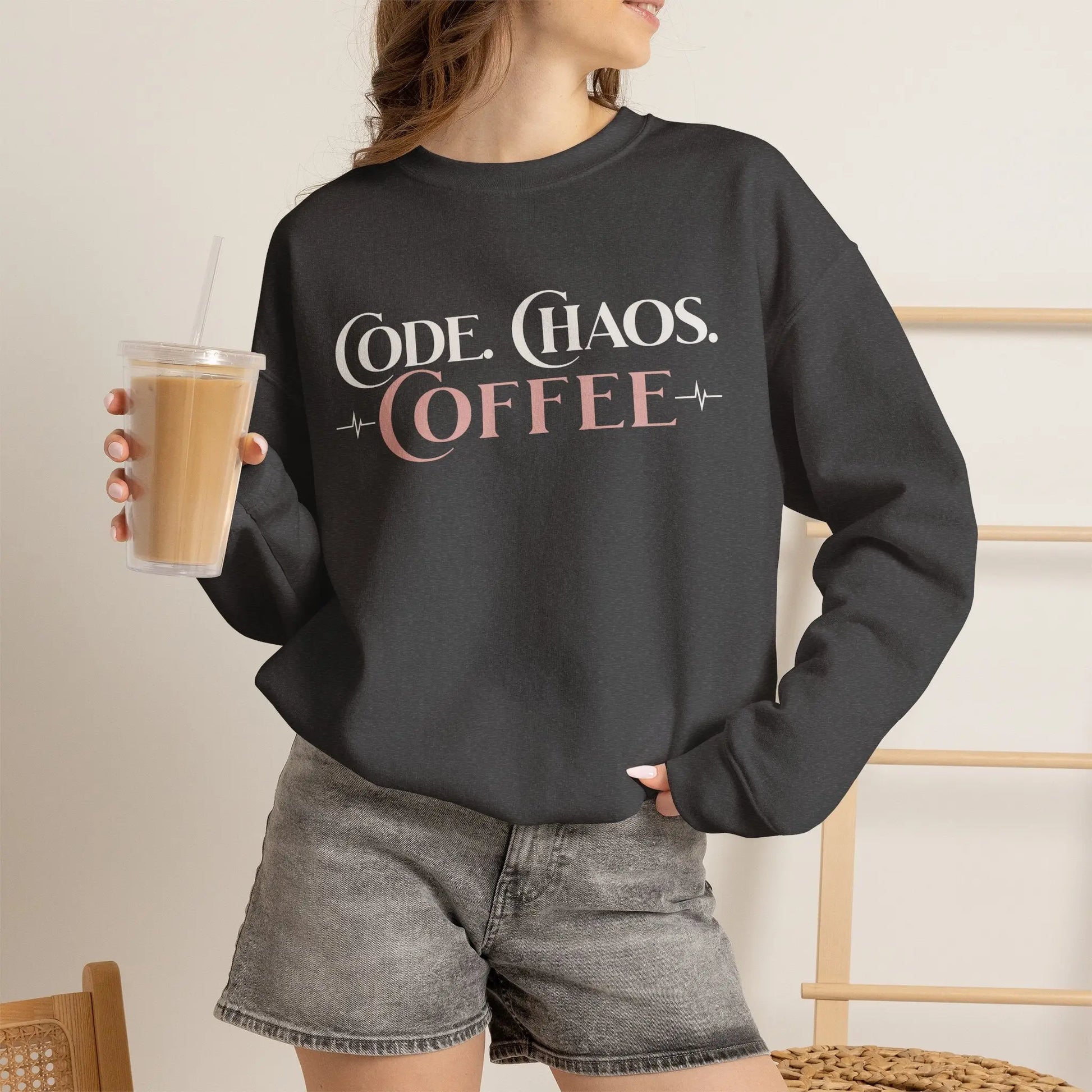 Code, Chaos, Coffee Sweatshirt Printify