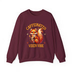 Caffeinated Vixen Vibe Sweatshirt, Cozy Unisex Crewneck for Coffee Lovers, Gift for Birthdays, Fall Fashion, Cute Animal Sweater Printify